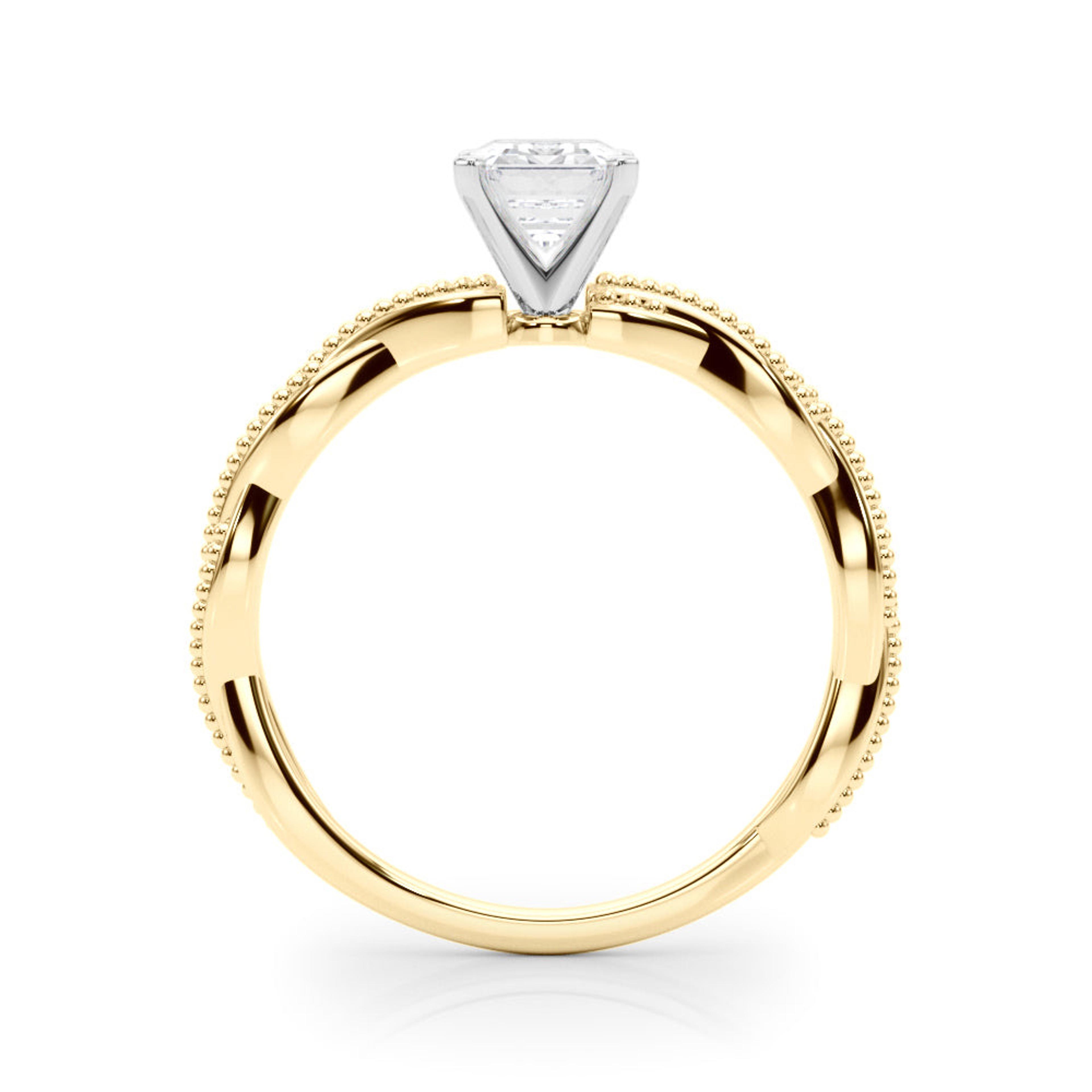 Anastasia Twisted Vine Emerald Diamond Solitaire Engagement Ring