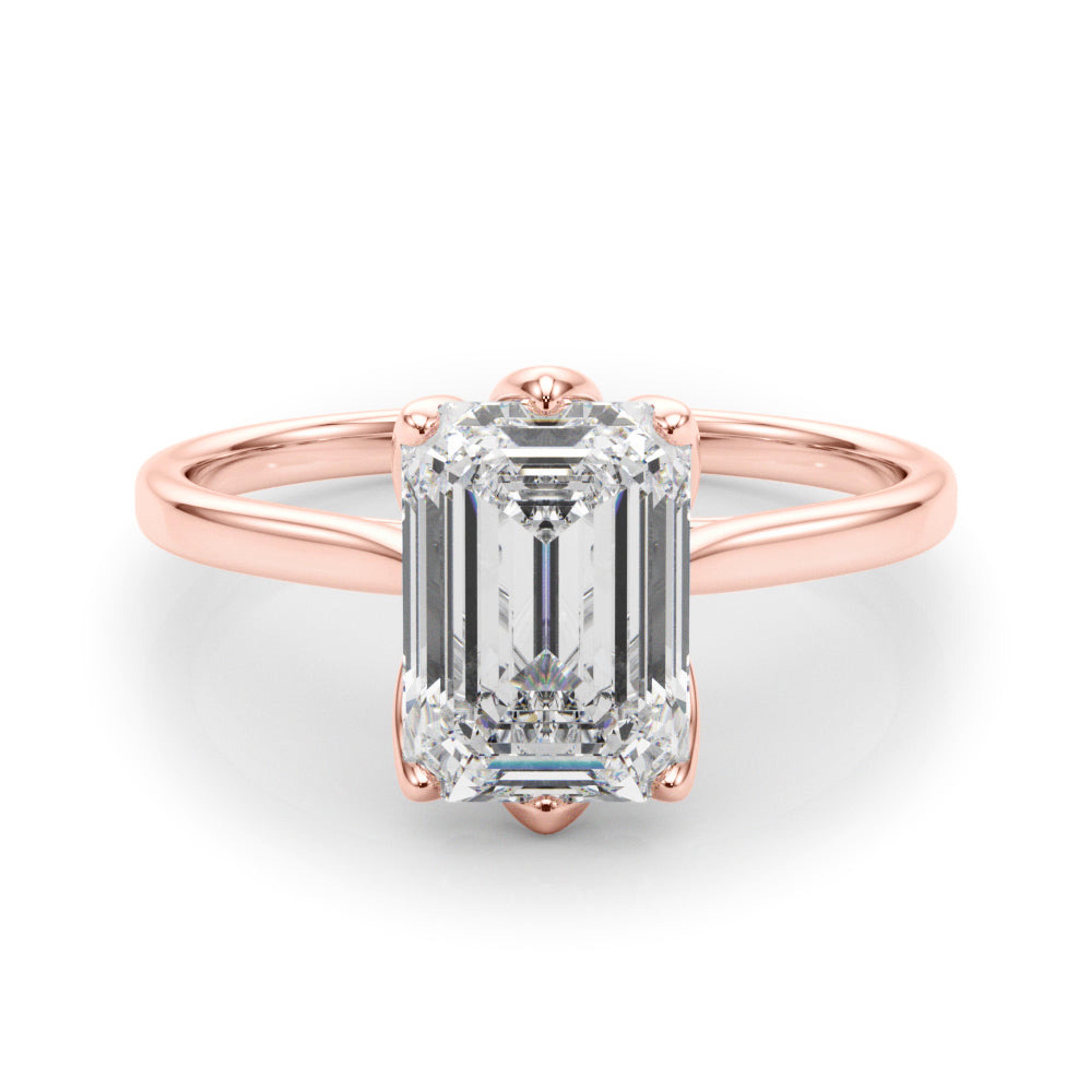 Esme Emerald Diamond Solitaire Engagement Ring