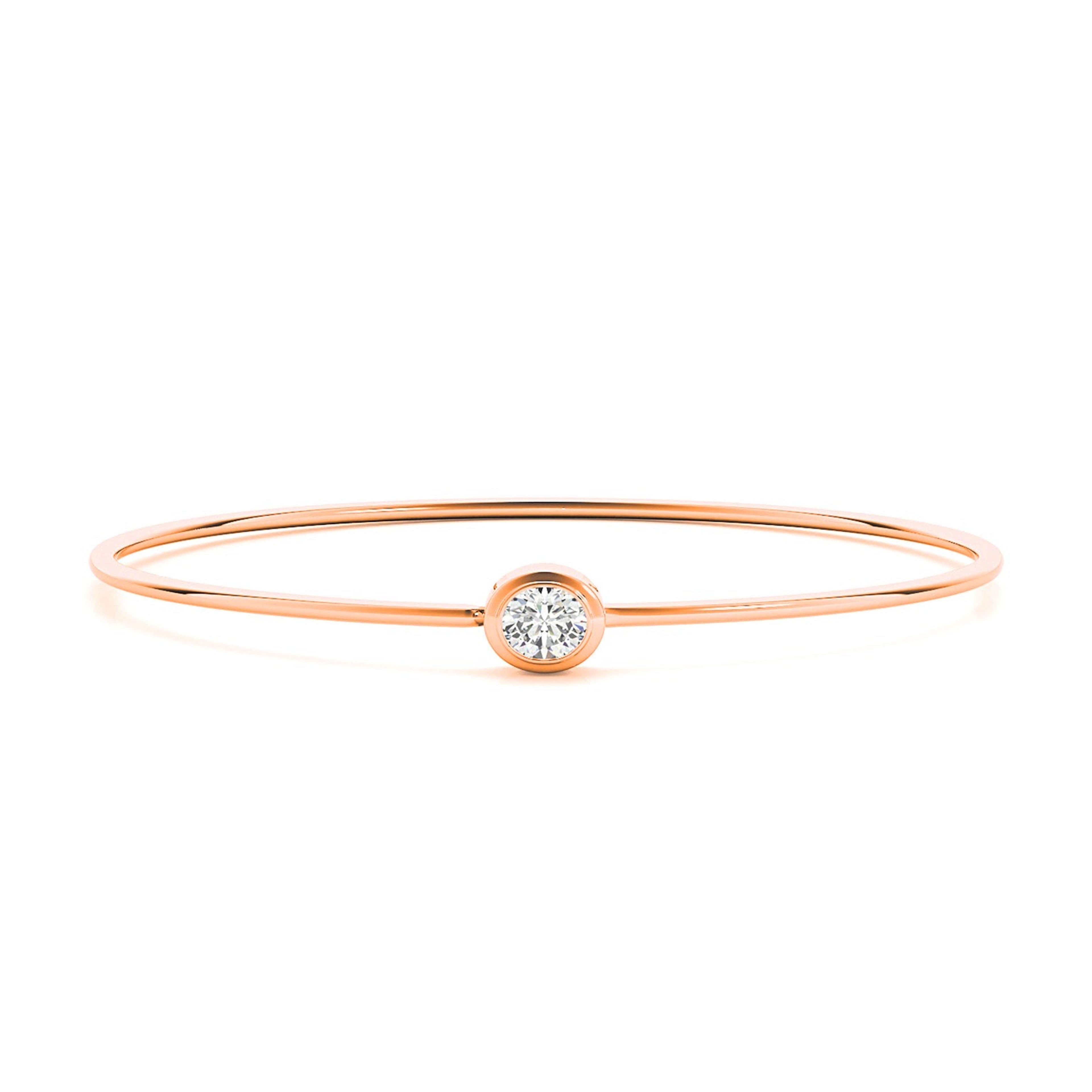 0.50 ct Center Oval Diamond Bangle Bracelet Bezel Set-VIRABYANI
