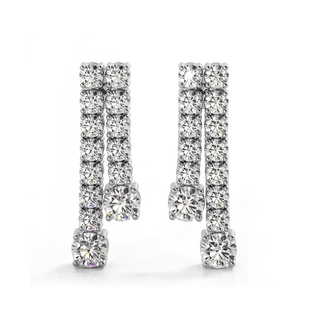 1.70 ctw. Double Strand Diamond Dangle Earrings