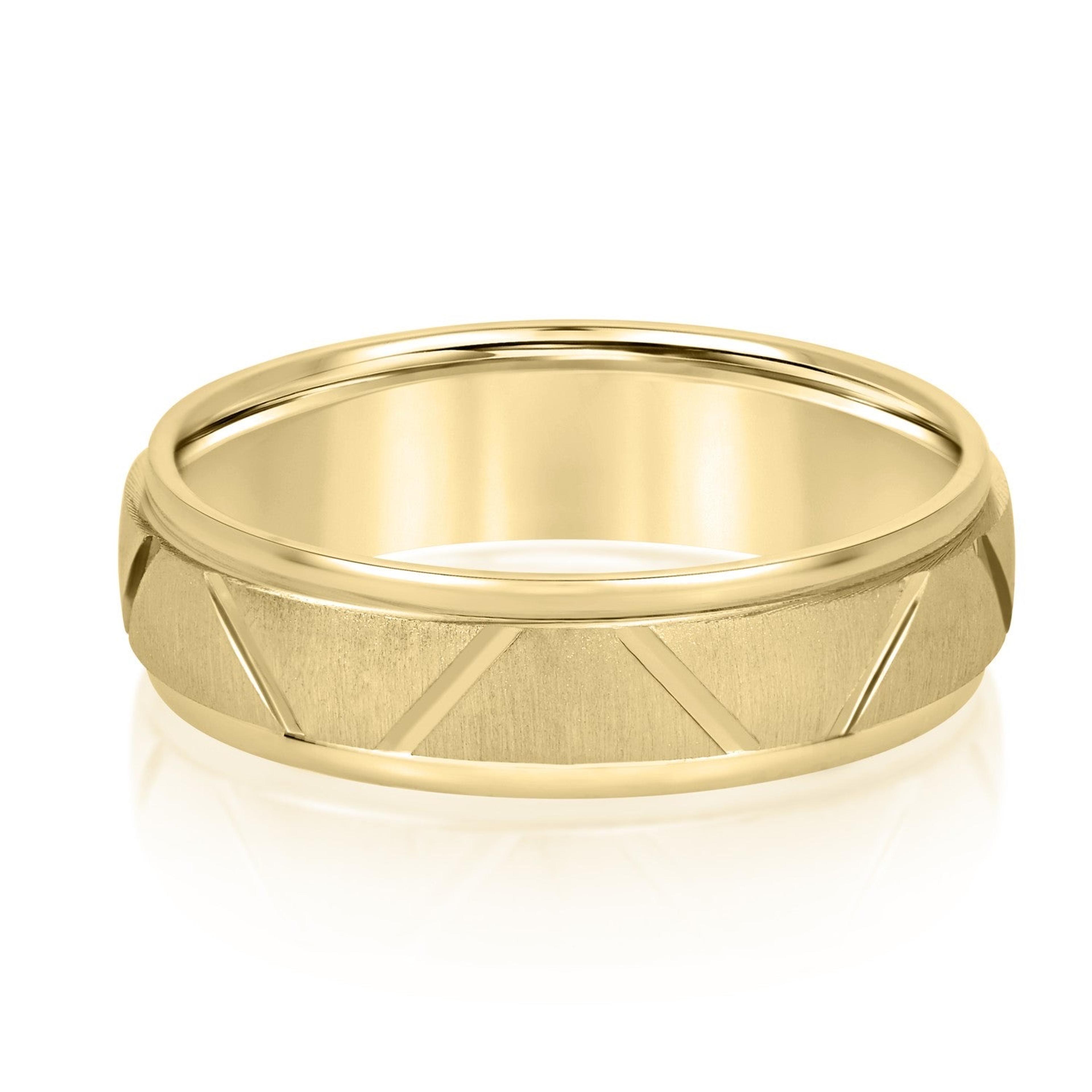 Men's Diagonal Cut Textured Wedding Band