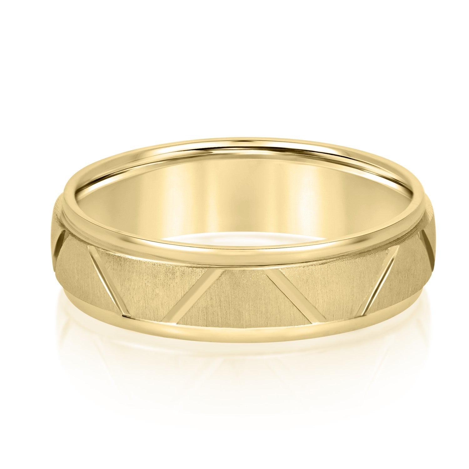 Men's Diagonal Cut Textured Wedding Band