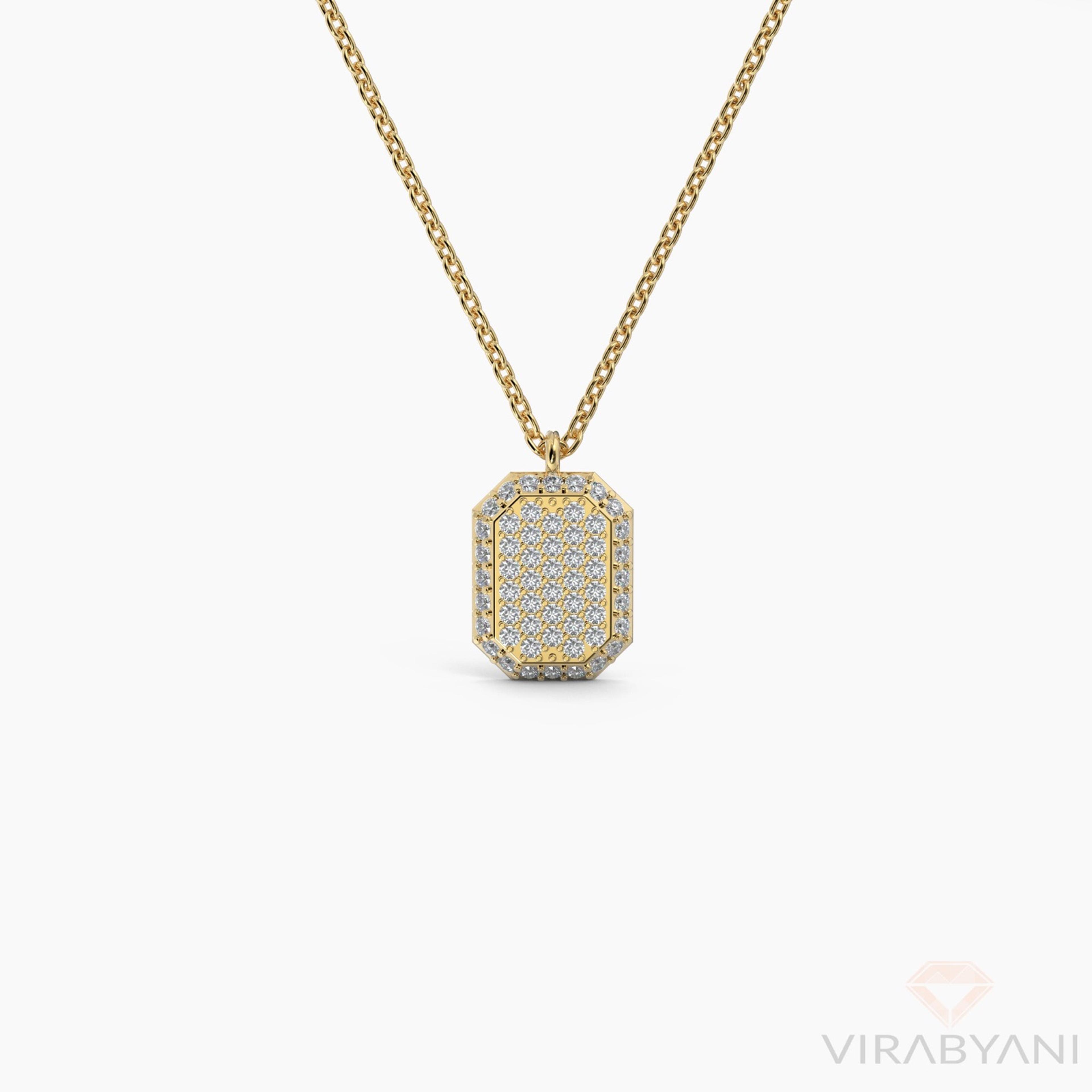 Double Sided Diamond and Sapphire Emerald Shaped AMoré Pavé Necklace