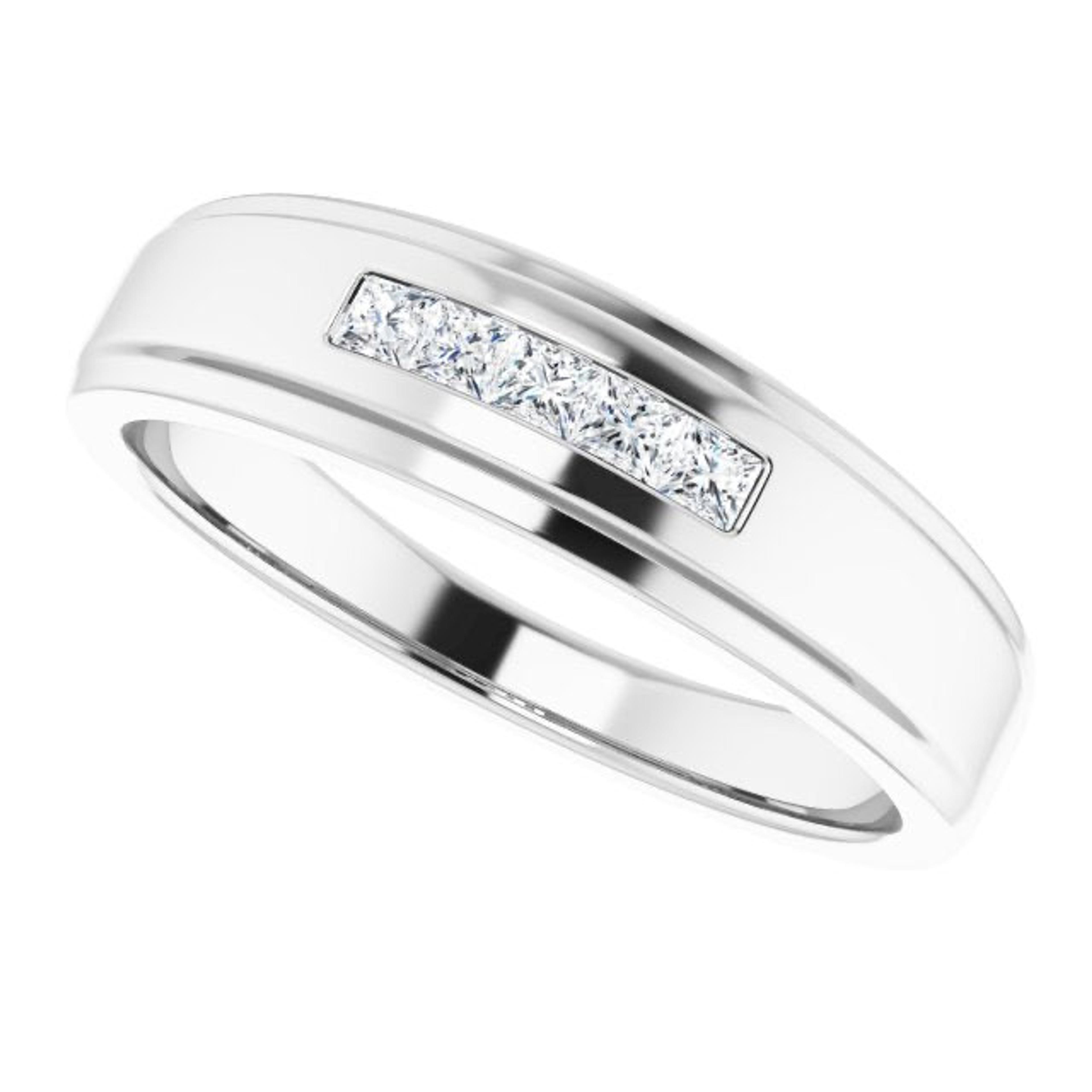 Five Stone Channel set Princess Diamond Men's Ring