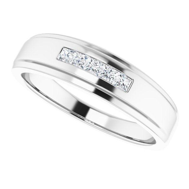 Five Stone Channel set Princess Diamond Men's Ring