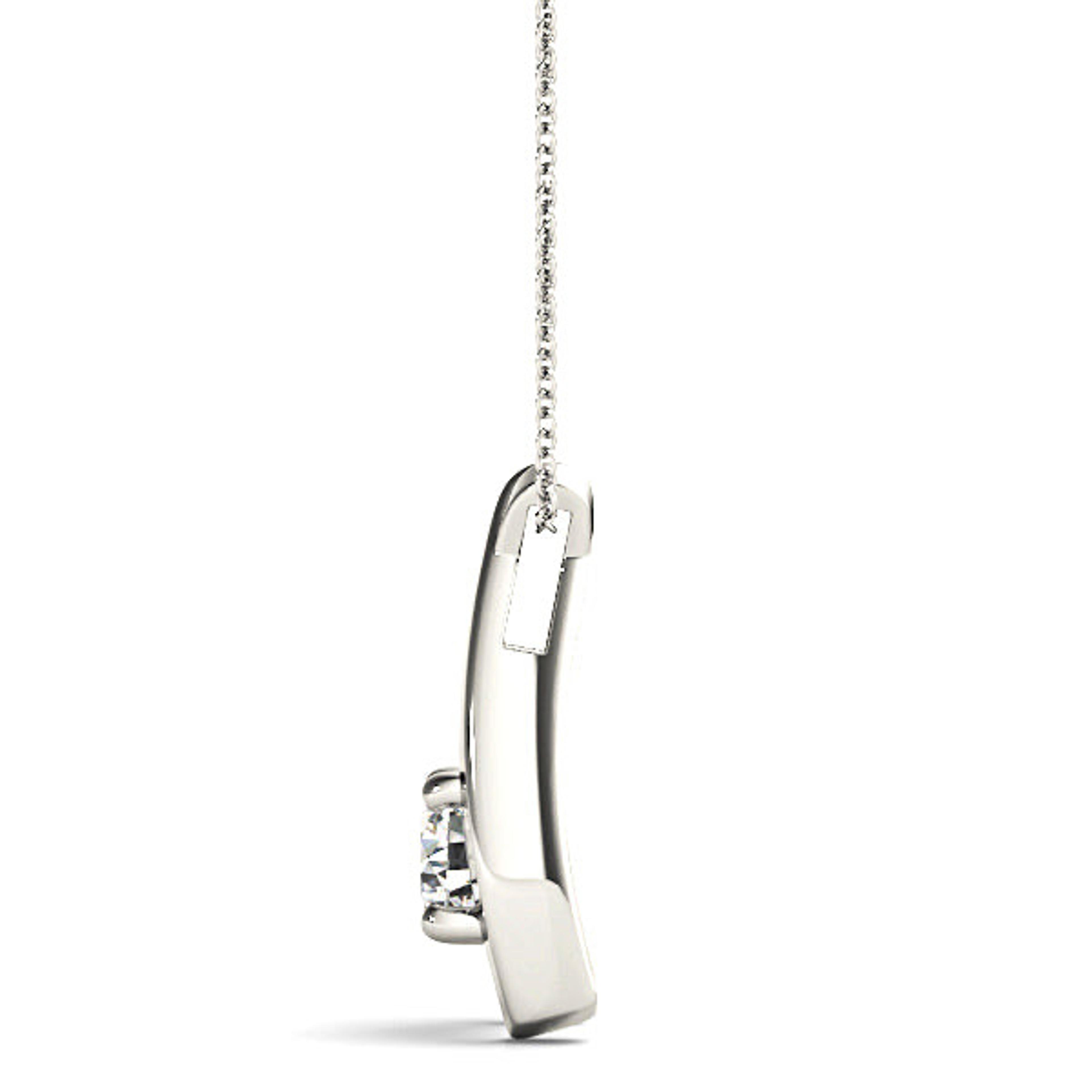 Ribbon Four Prong Round Diamond Solitaire Necklace Pendant-VIRABYANI