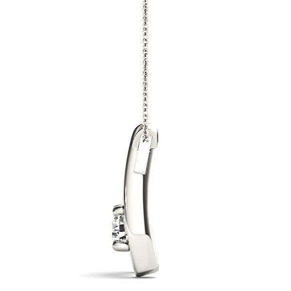 Ribbon Four Prong Round Diamond Solitaire Necklace Pendant-VIRABYANI