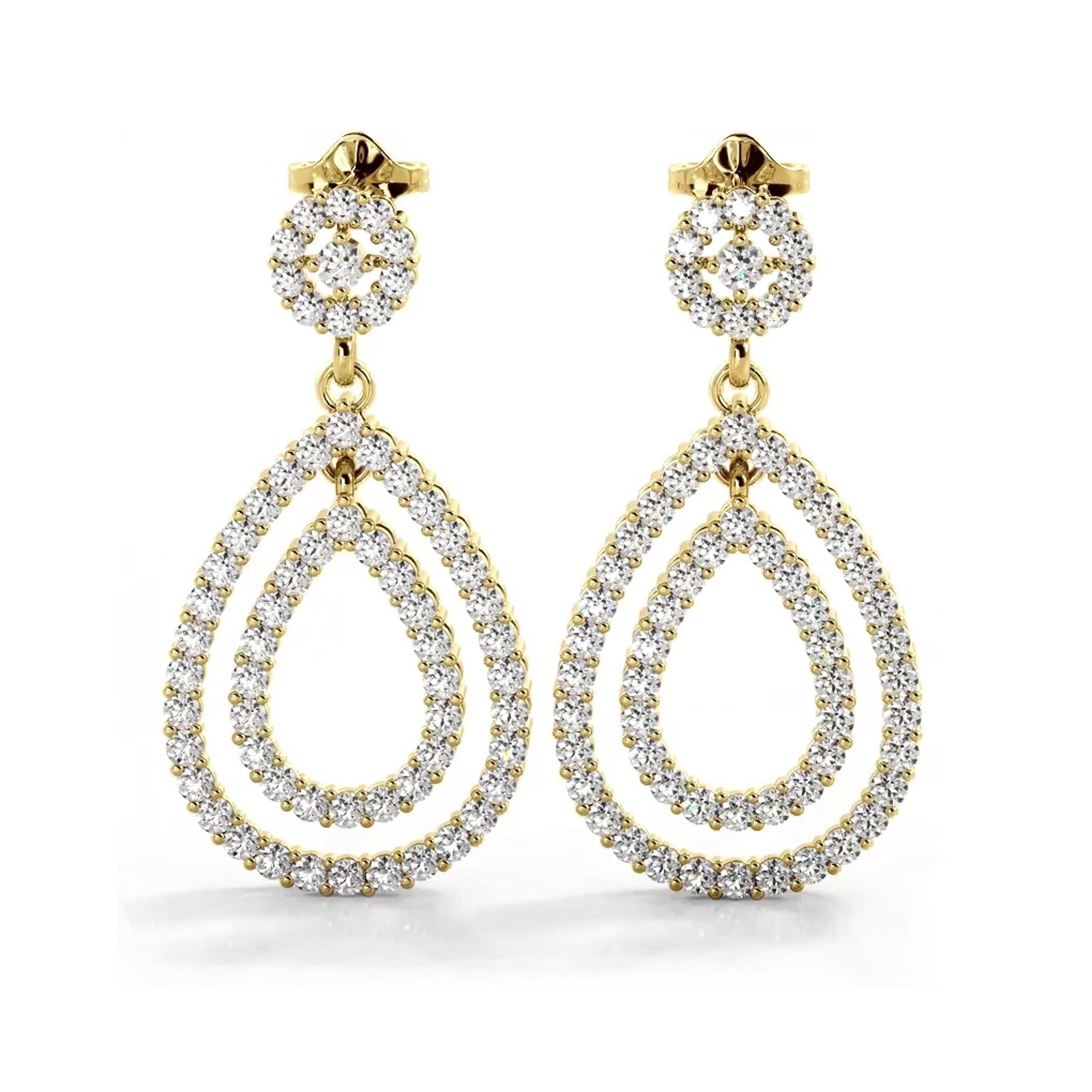 1.0 ctw. Diamond Double Teardrop Dangle Earrings