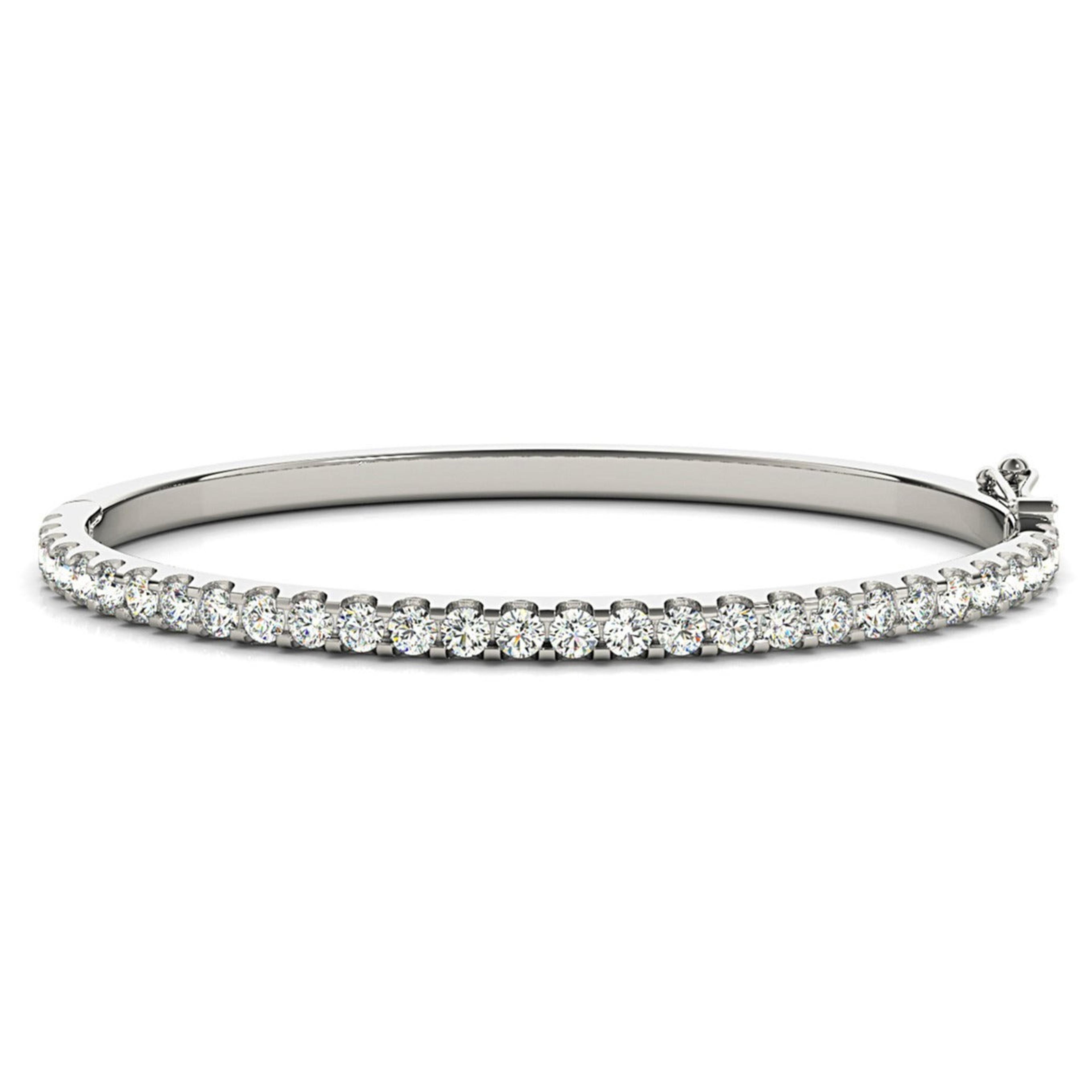 Half Way 2.75 ctw Diamond Bangle Bracelet U Prong Set-VIRABYANI