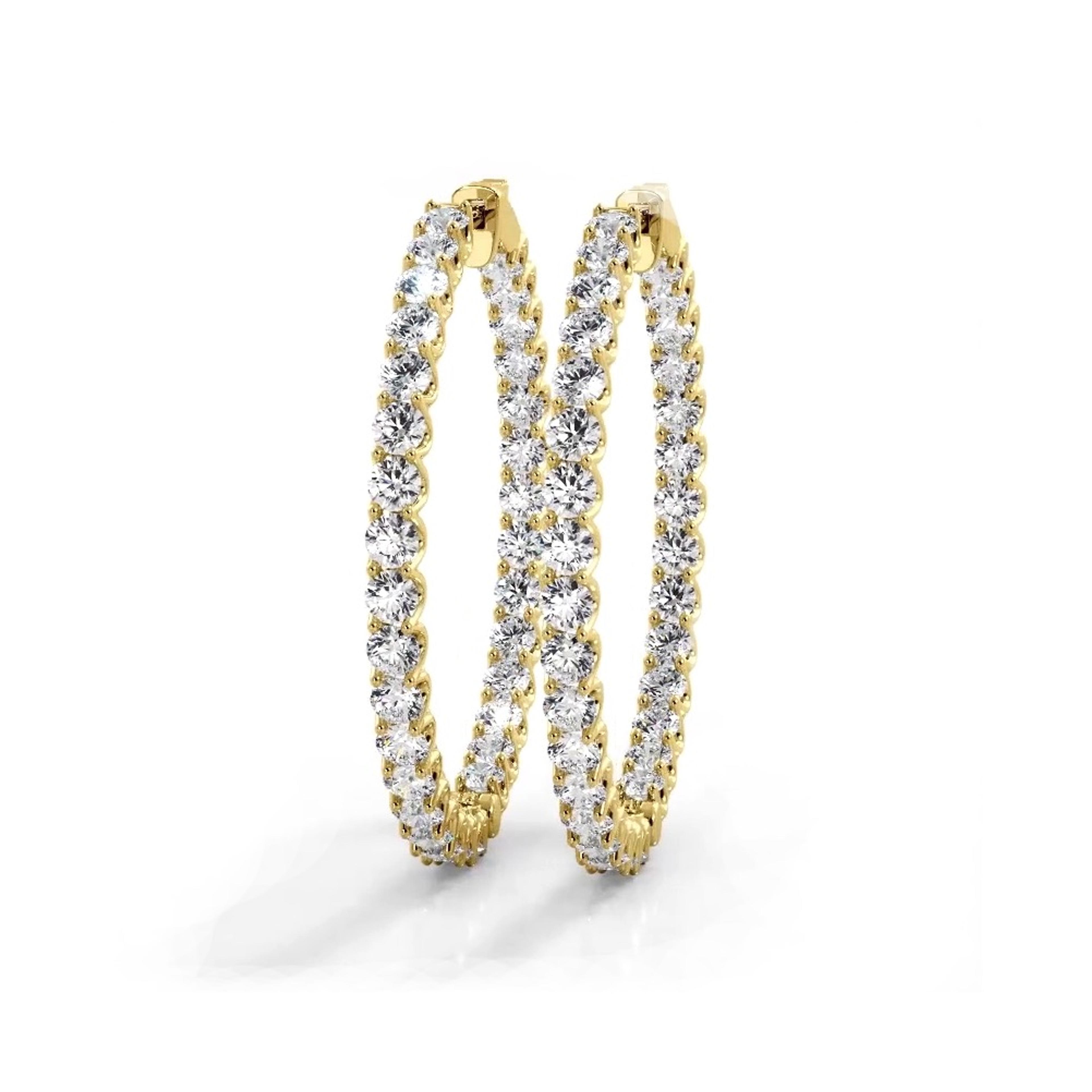 4.70 ctw. Inside Out U Setting Diamond Hoop Earrings