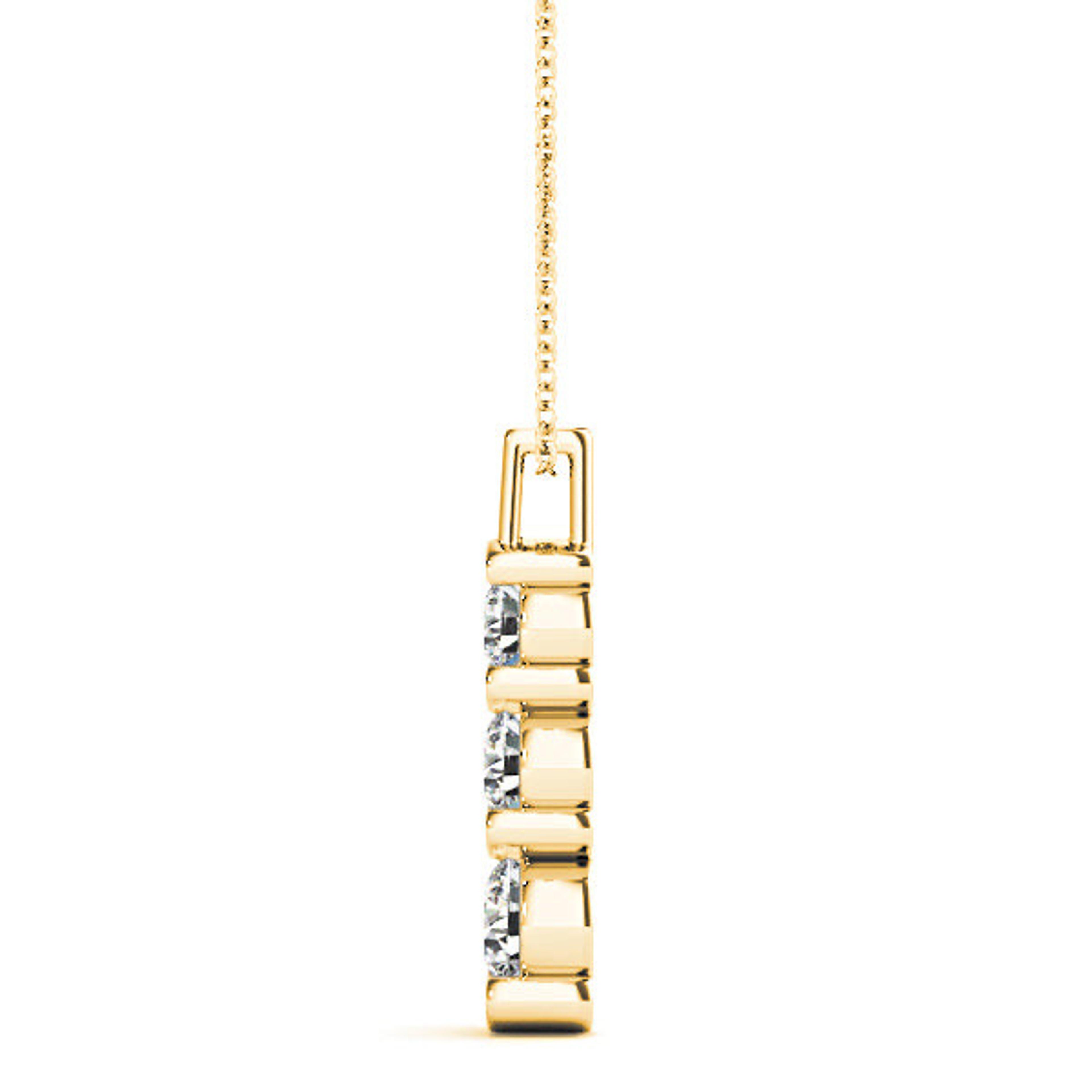 Bar Set 1.00 ctw Graduated Diamond Three Stone Necklace Pendant-VIRABYANI