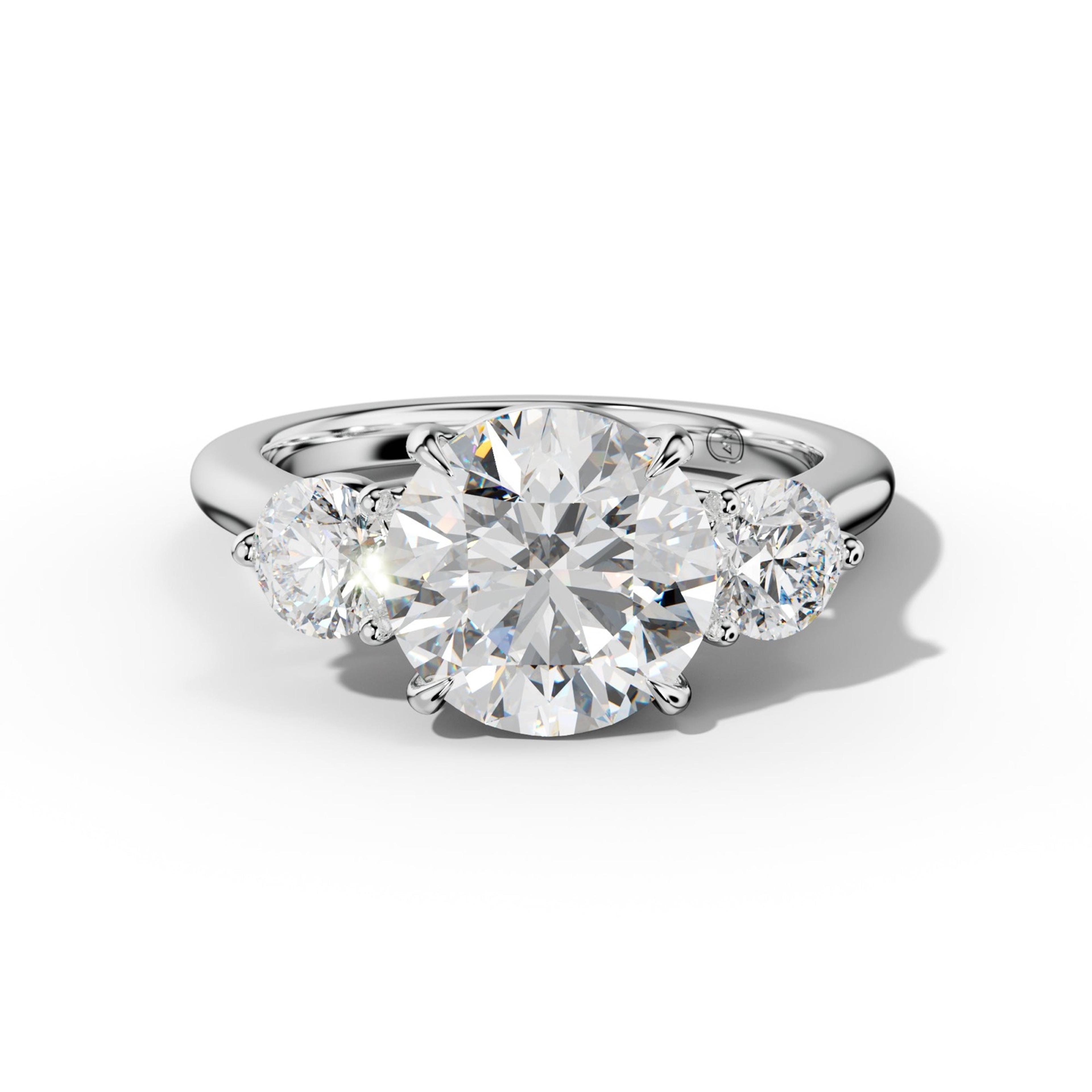 Elsa Round Center Round Side Diamond Engagement Ring