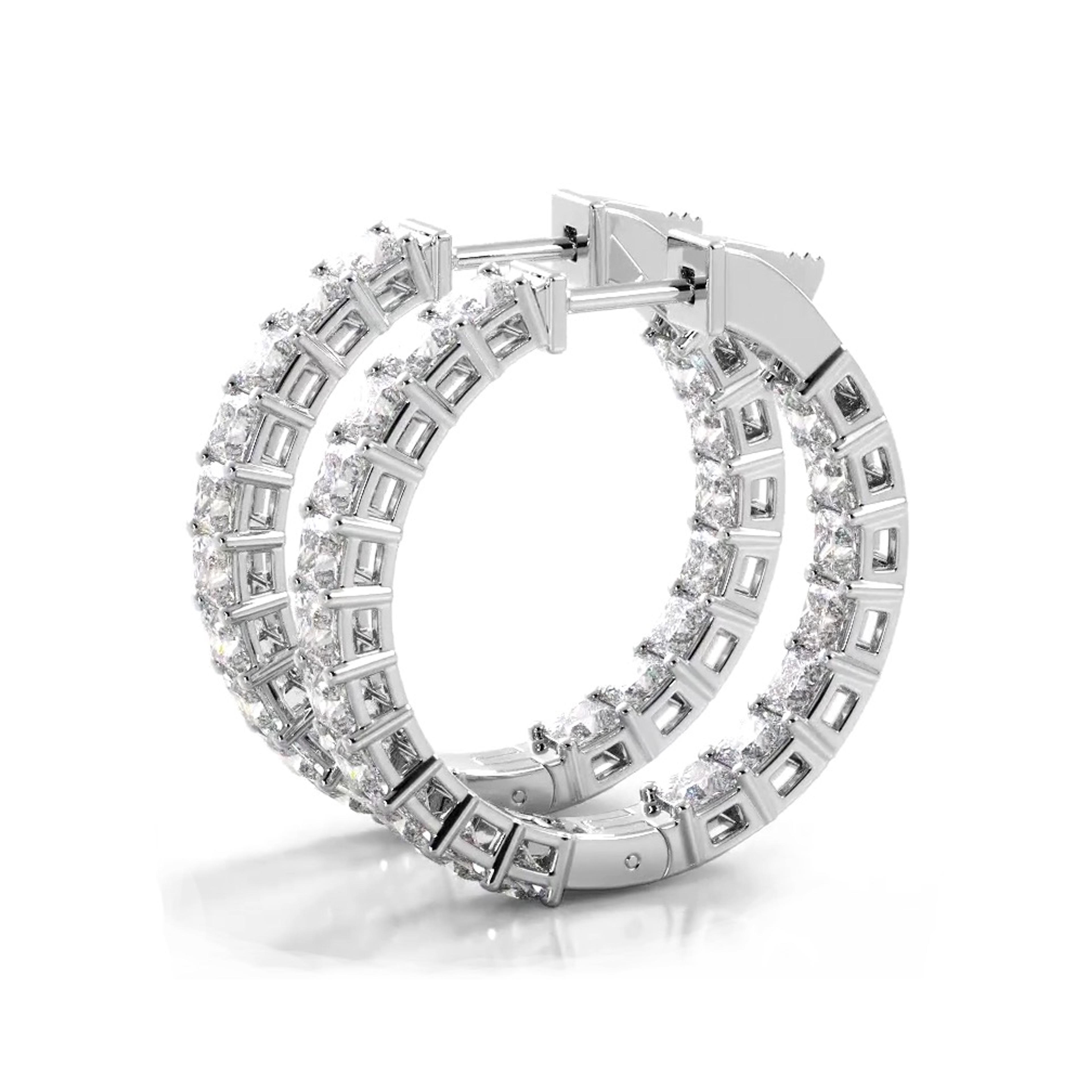 Classic 5.50 ctw. Princess Cut Diamond Hoop Earrings