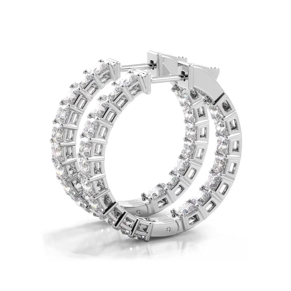 Classic 5.50 ctw. Princess Cut Diamond Hoop Earrings