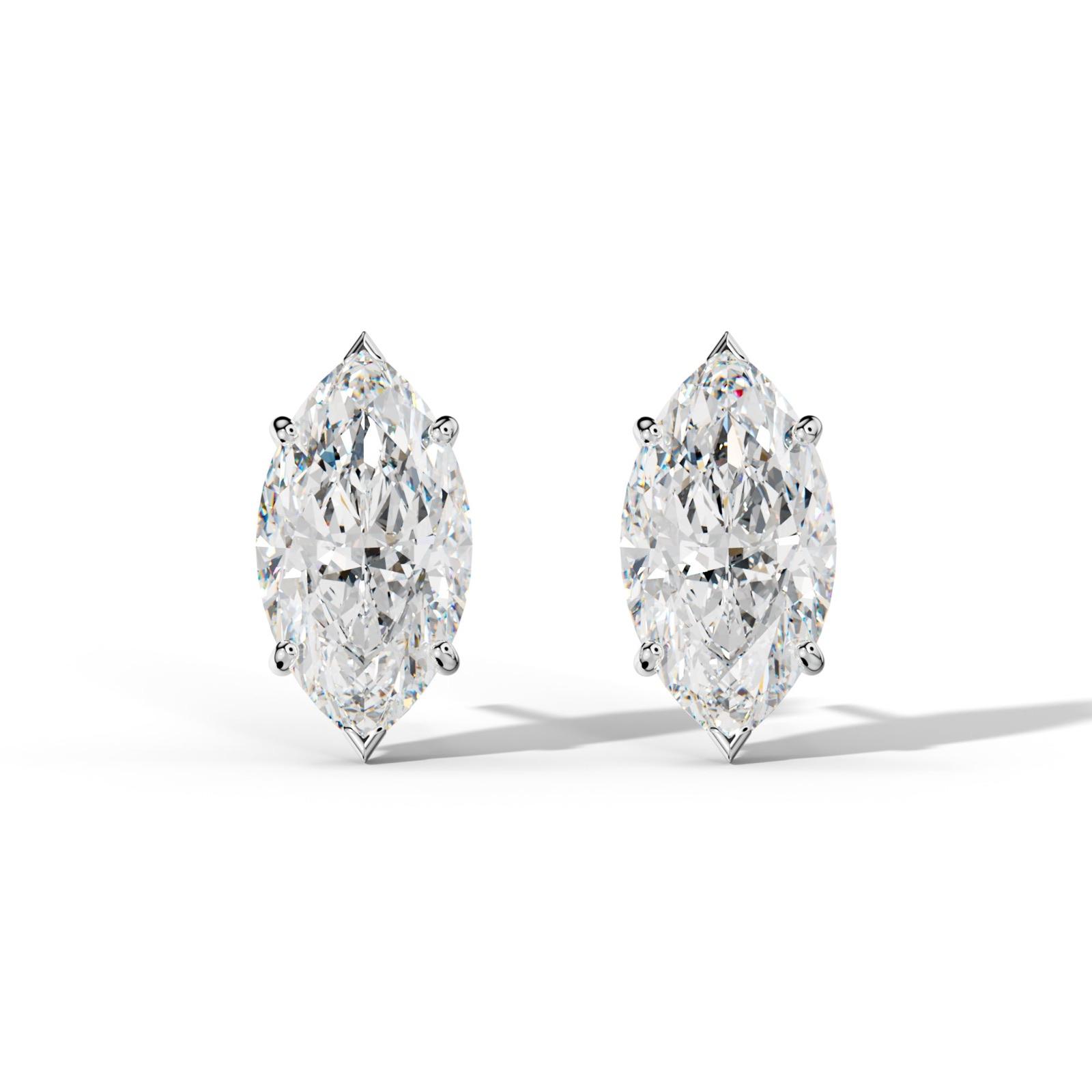 Marquise Diamond Stud Earrings With Classic And V Prong Martini Settings