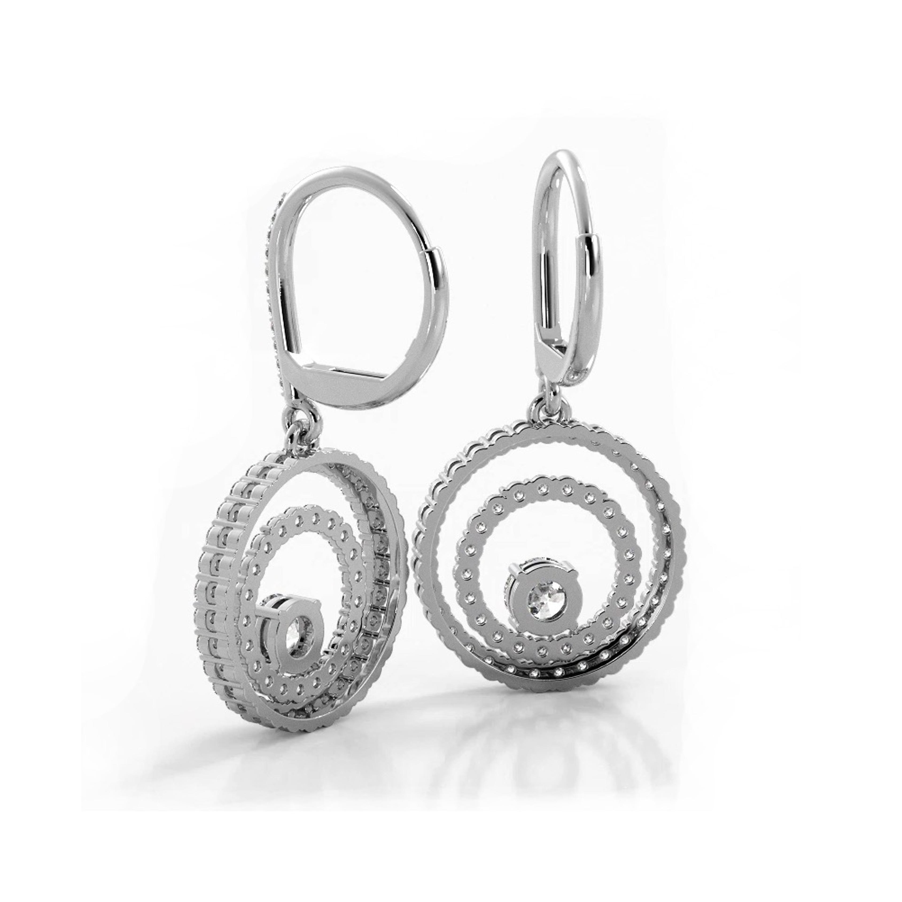 1.0 ctw. Double Circle Diamond Dangling Earrings