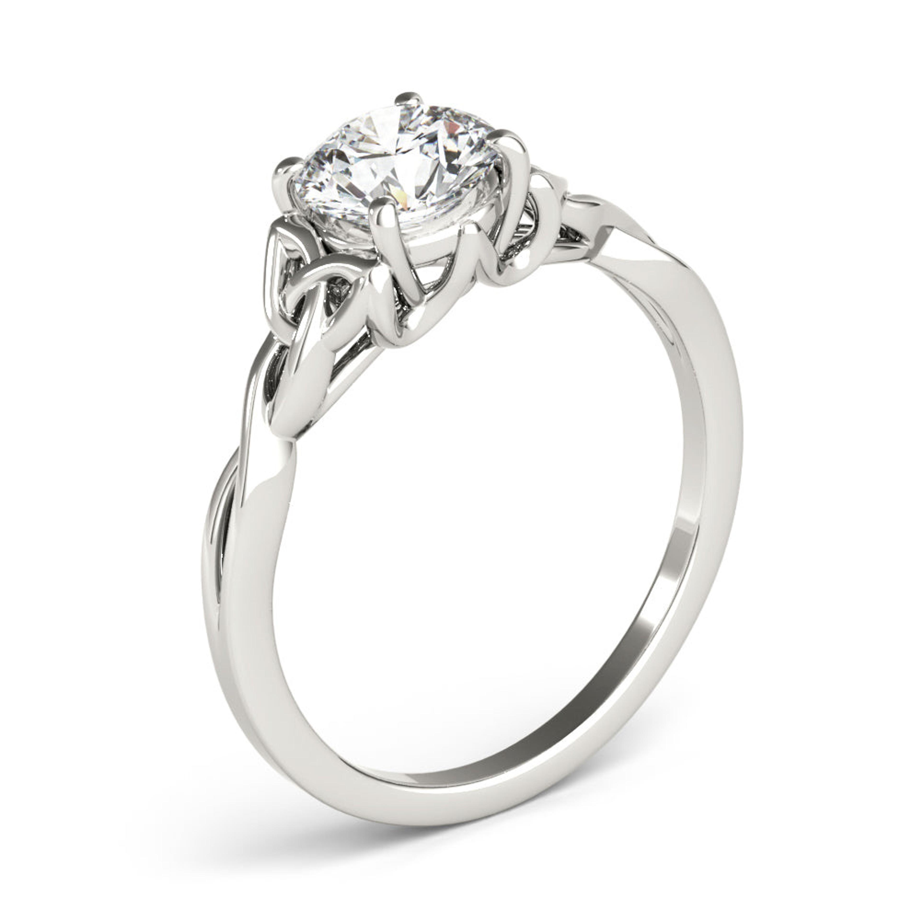 Celtic Love Knot Round Lab Grown Diamond Solitaire Engagement Ring IGI Certified