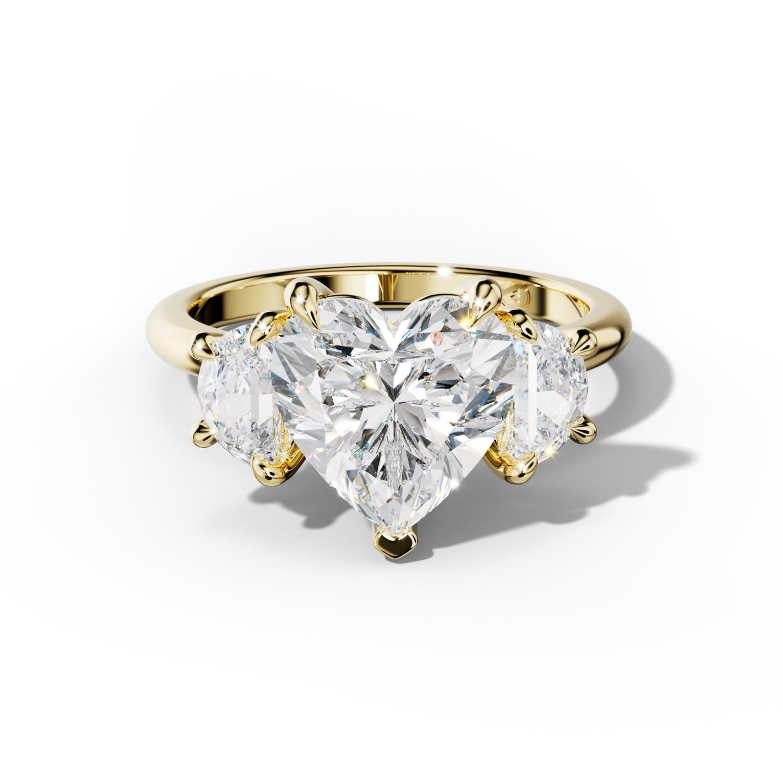Itzel Heart Center Half Moon Side Diamond Engagement Ring