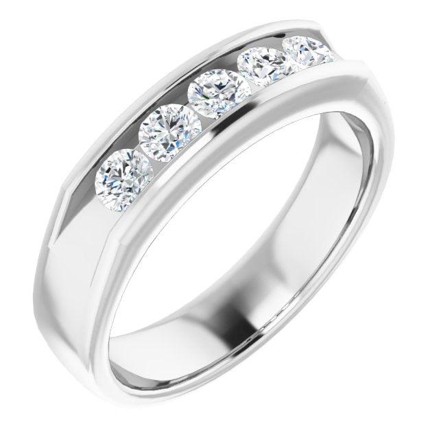 1.0 ctw Channel Set Round Diamond Men's Ring