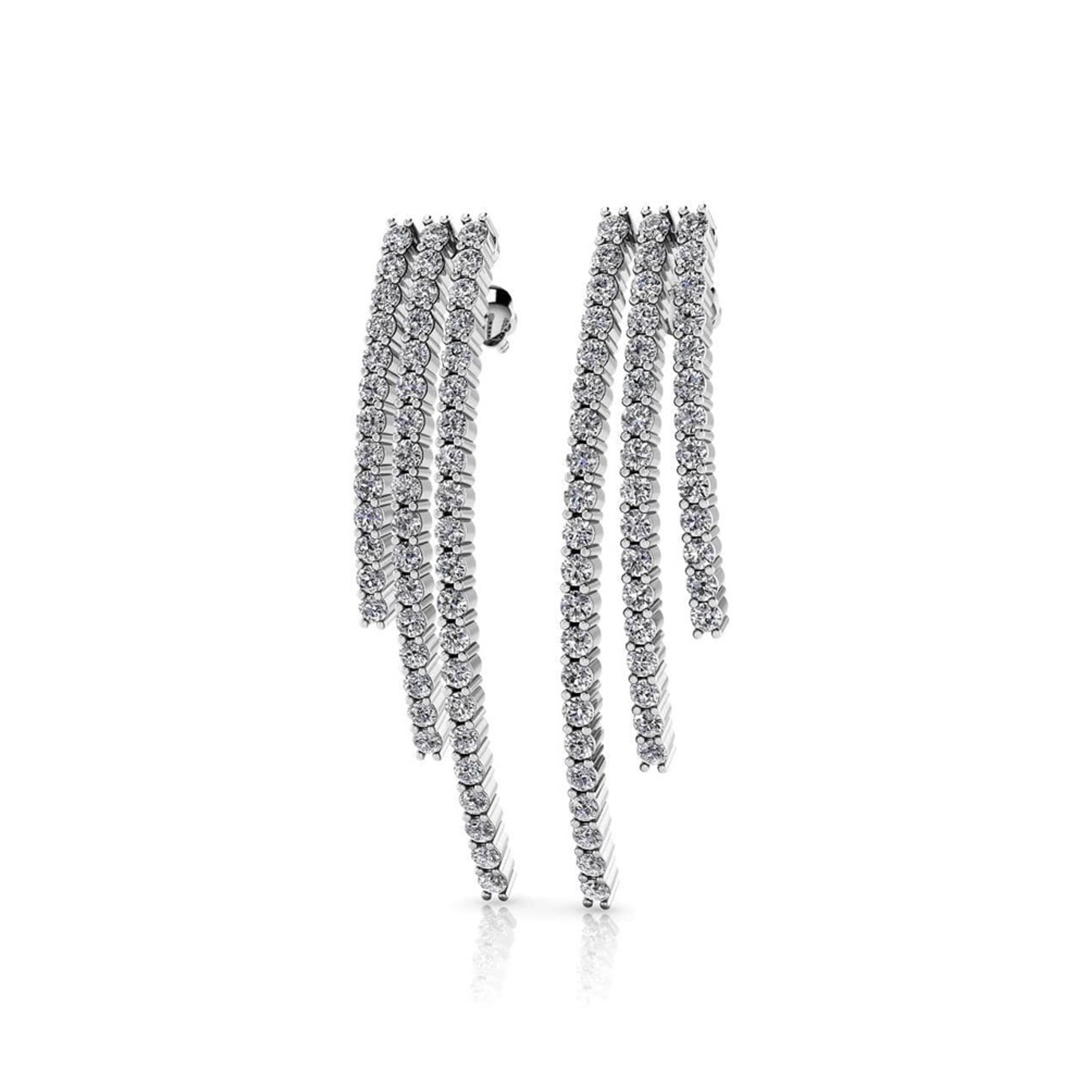 2.0 ctw. Triple Strand Diamond Drop Earrings