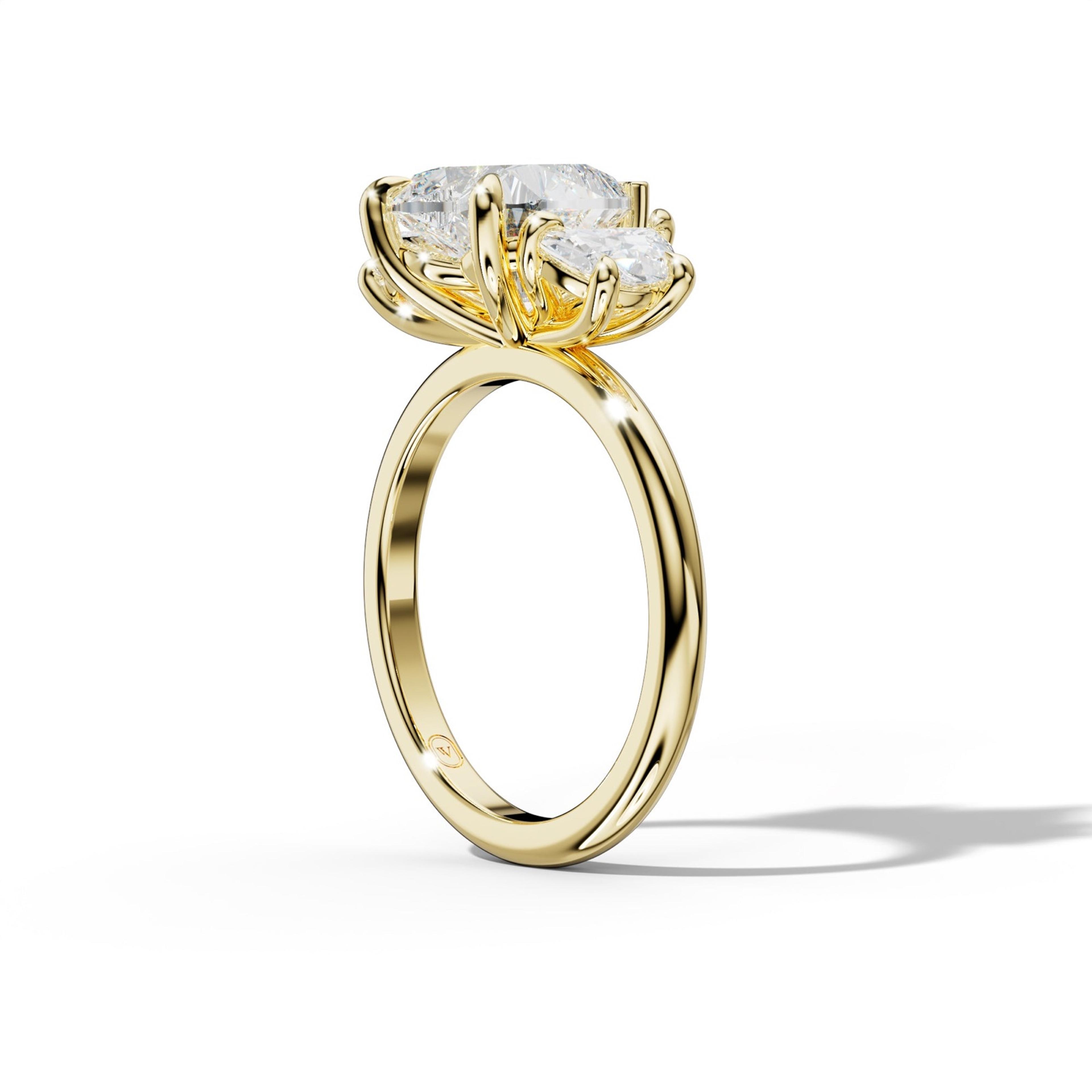 Itzel Heart Center Half Moon Side Diamond Engagement Ring