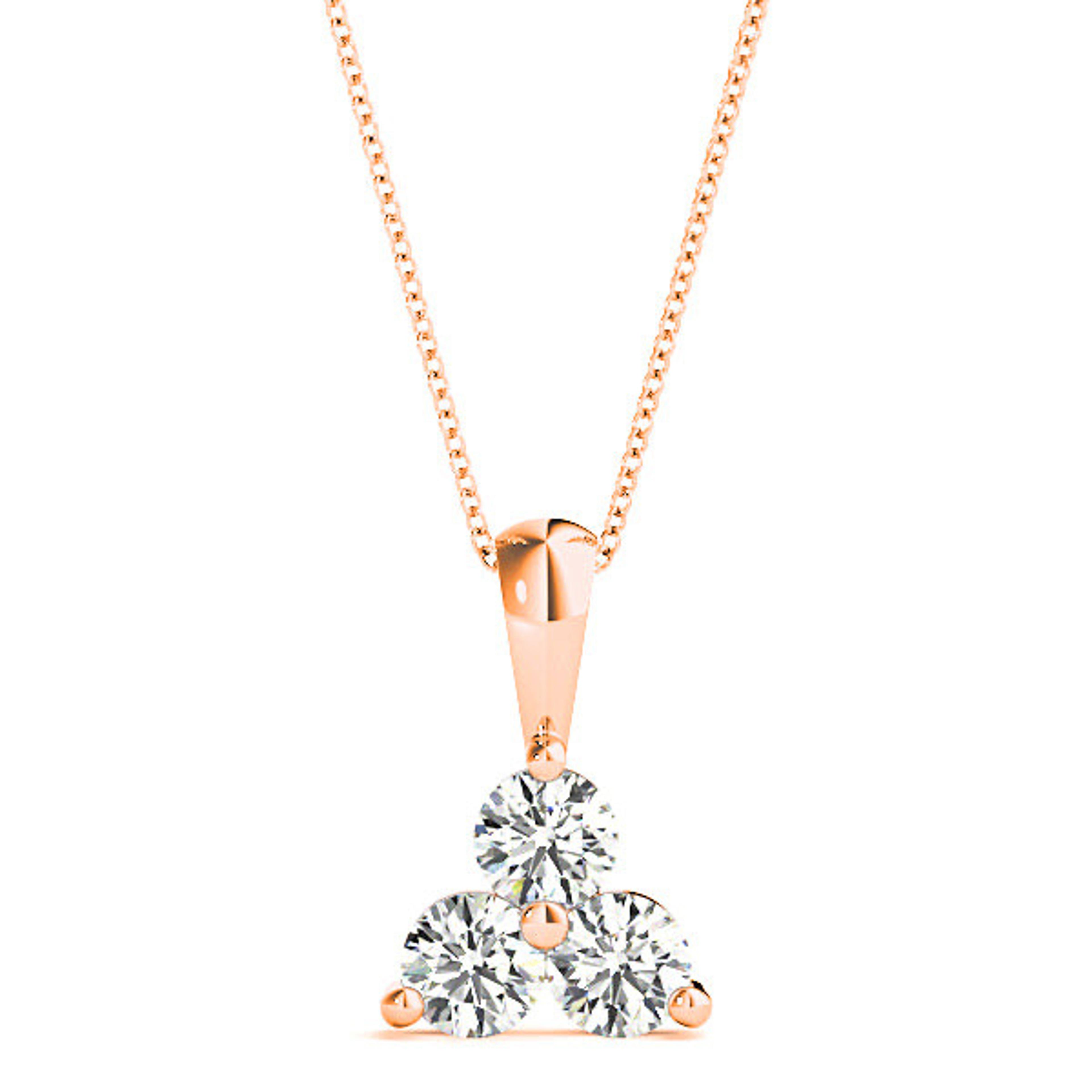 1.00 ctw Diamond Three Stone Necklace Pendant-VIRABYANI