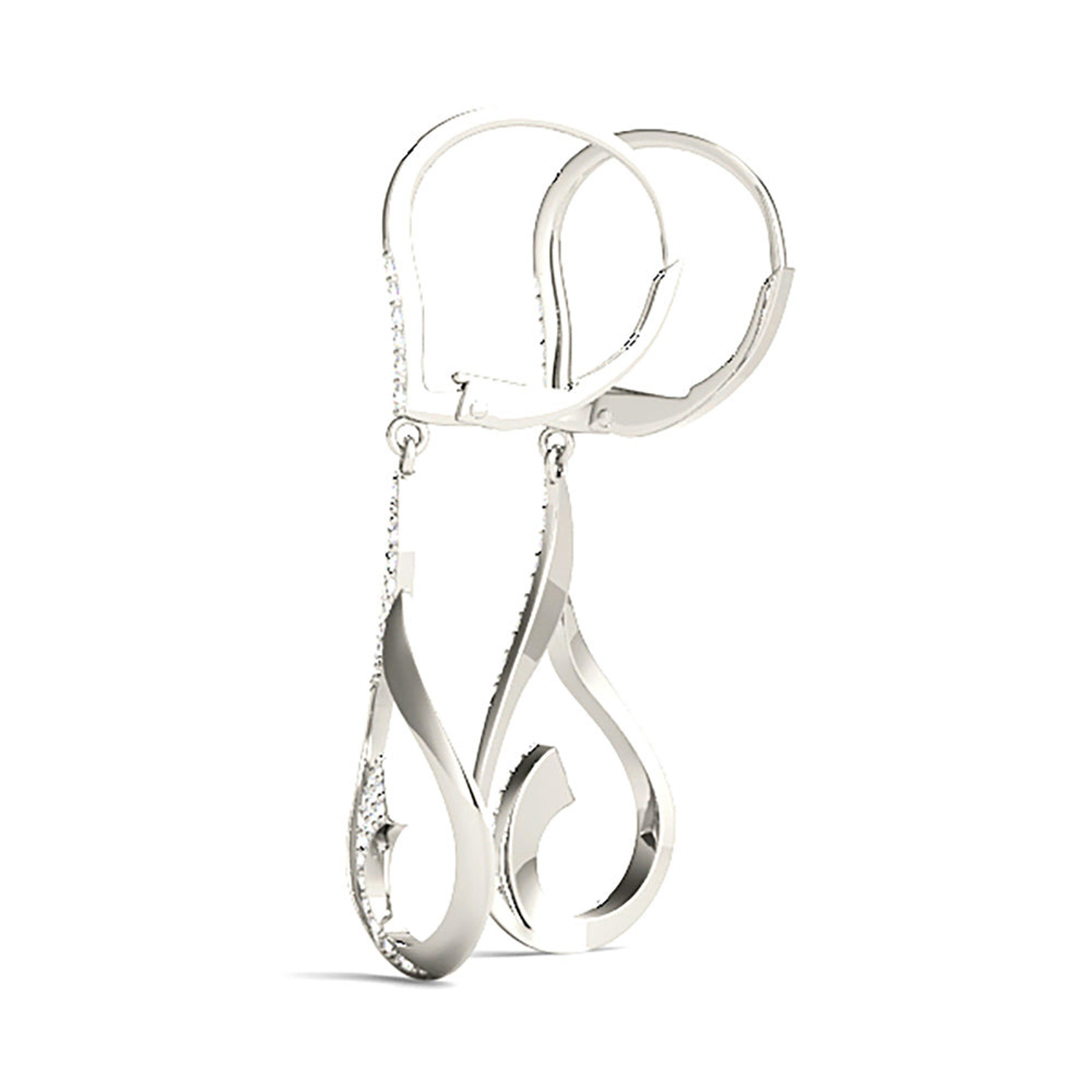 0.45 ctw Diamond Drop Earrings Modern Cocktail Style-VIRABYANI