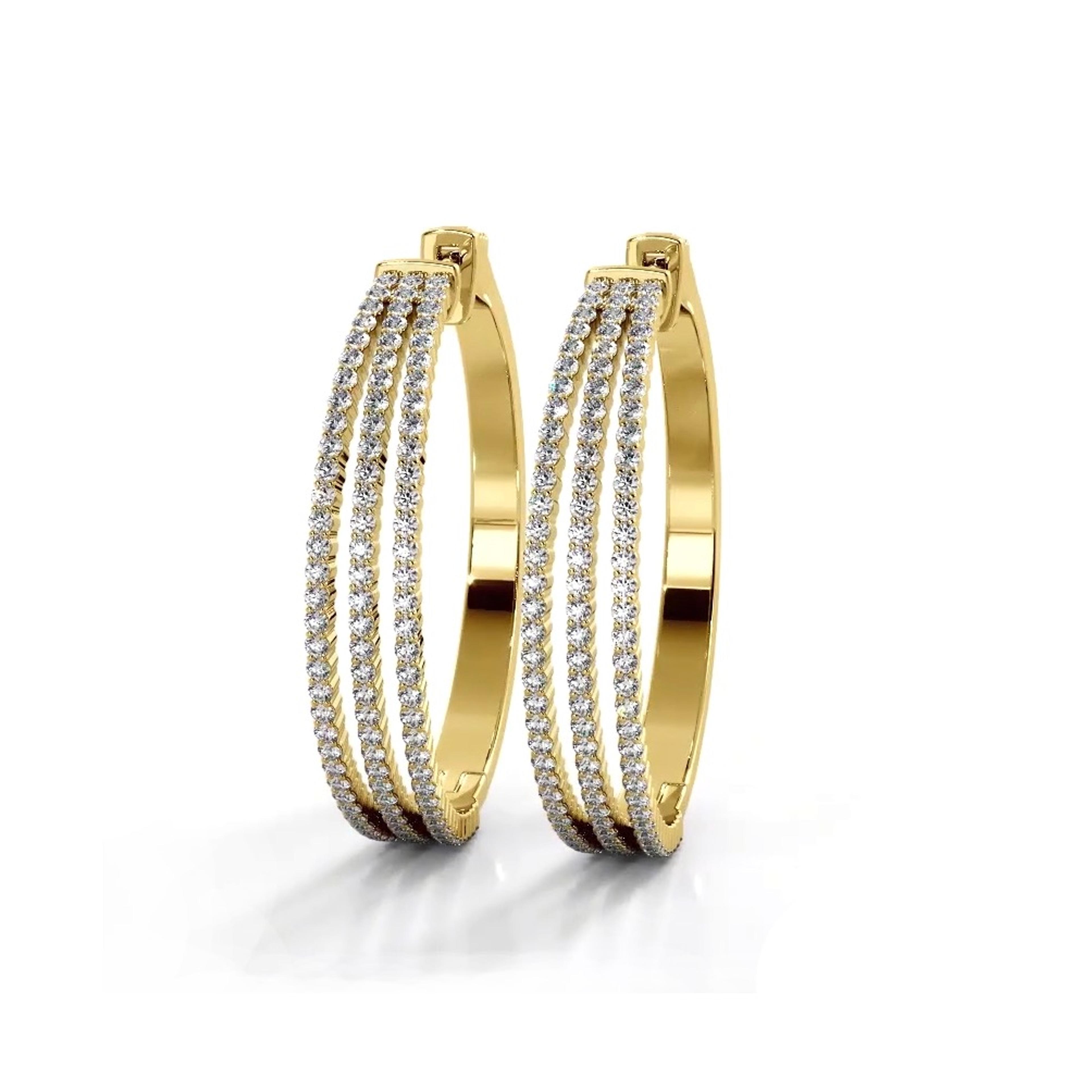 1.70 ctw. Three Separate Row Diamond Hoop Earrings