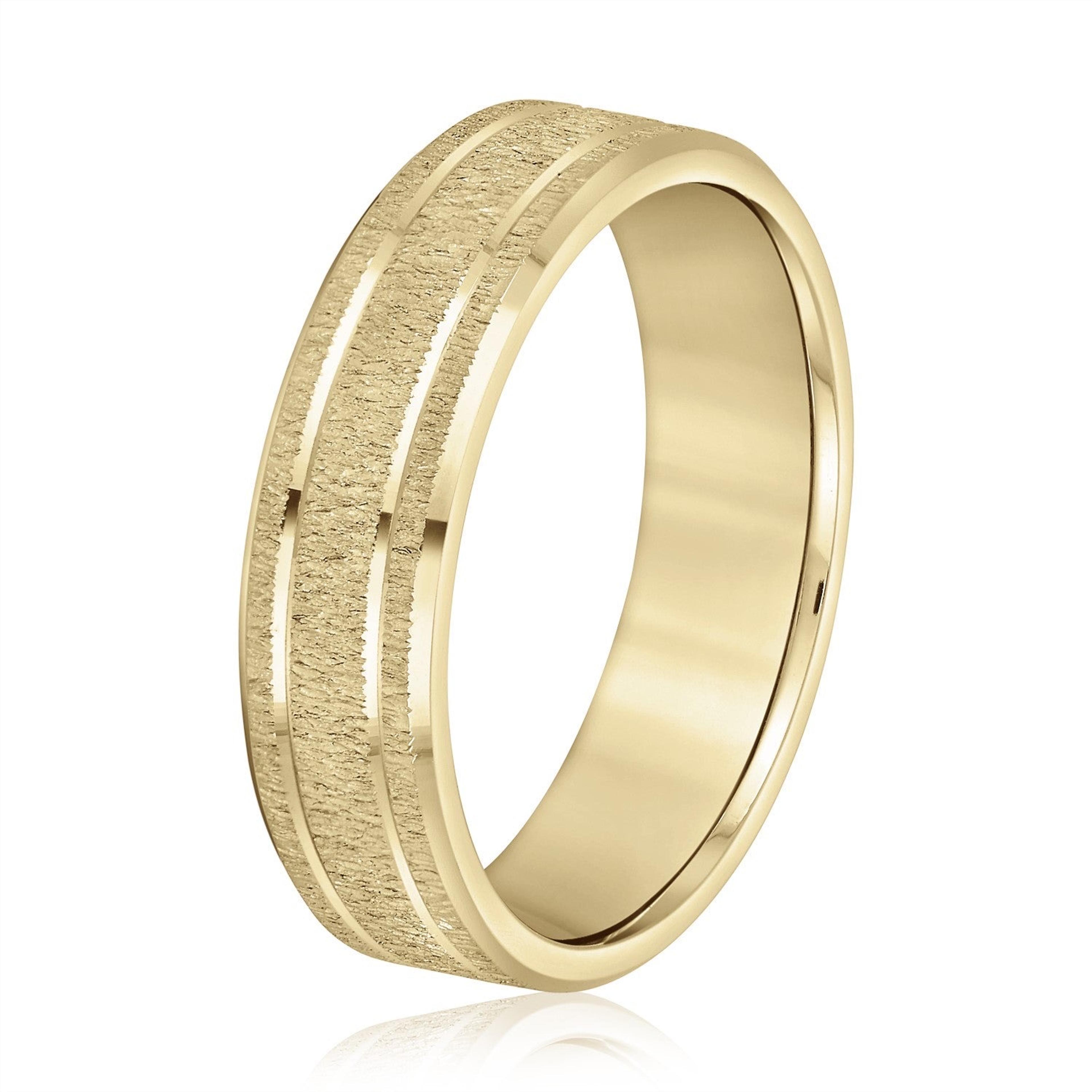 Men's Classic Carved Design Band with Double Lines