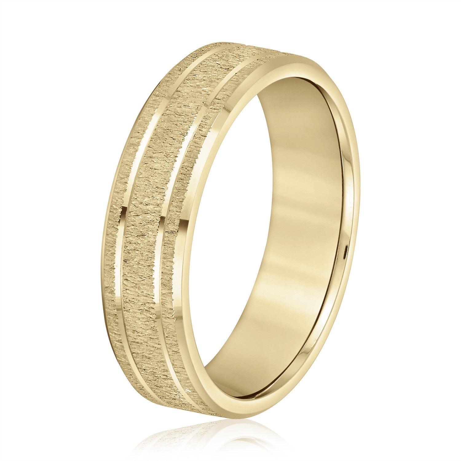 Men's Classic Carved Design Band with Double Lines