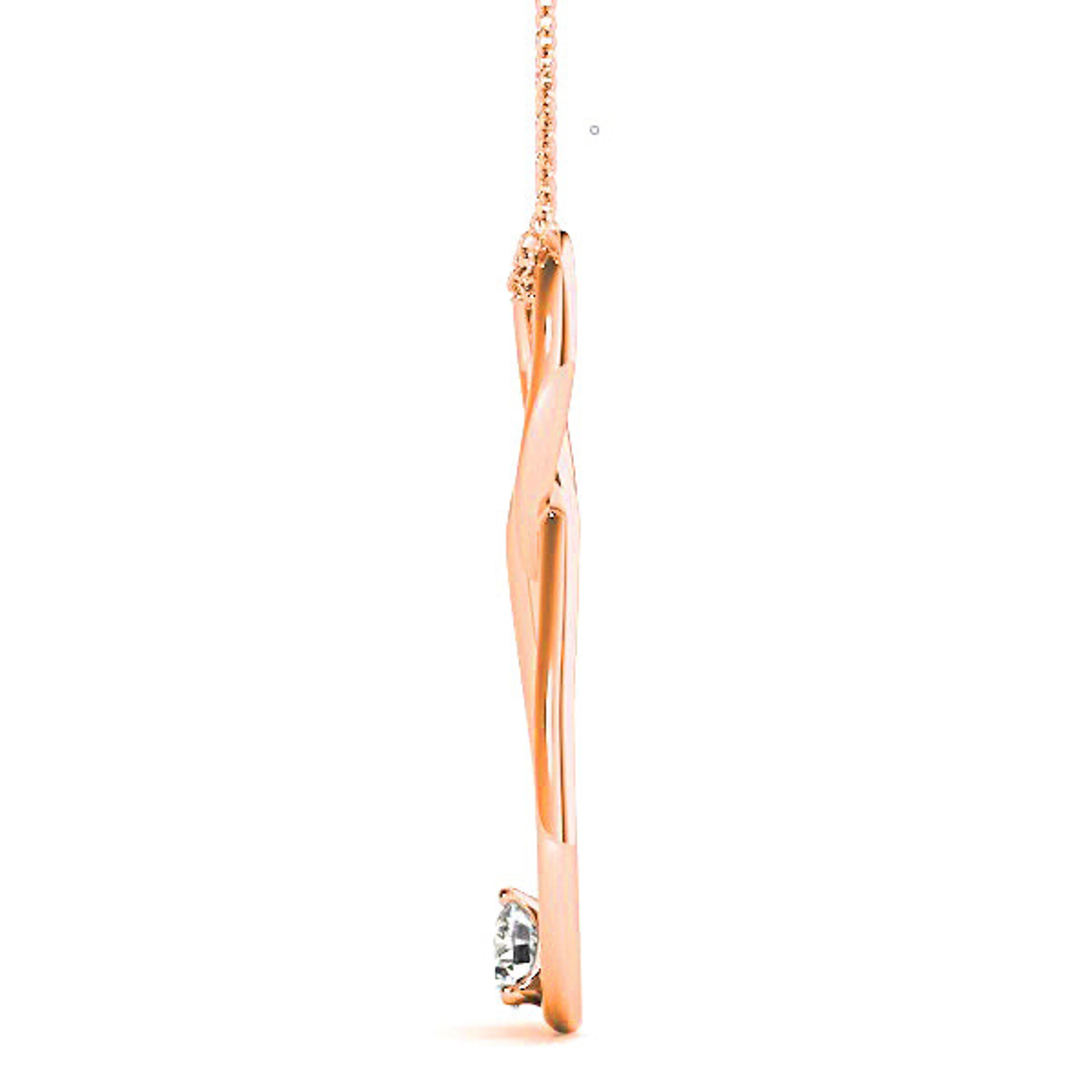 Tear Knot Round Diamond Solitaire Necklace Pendant-VIRABYANI