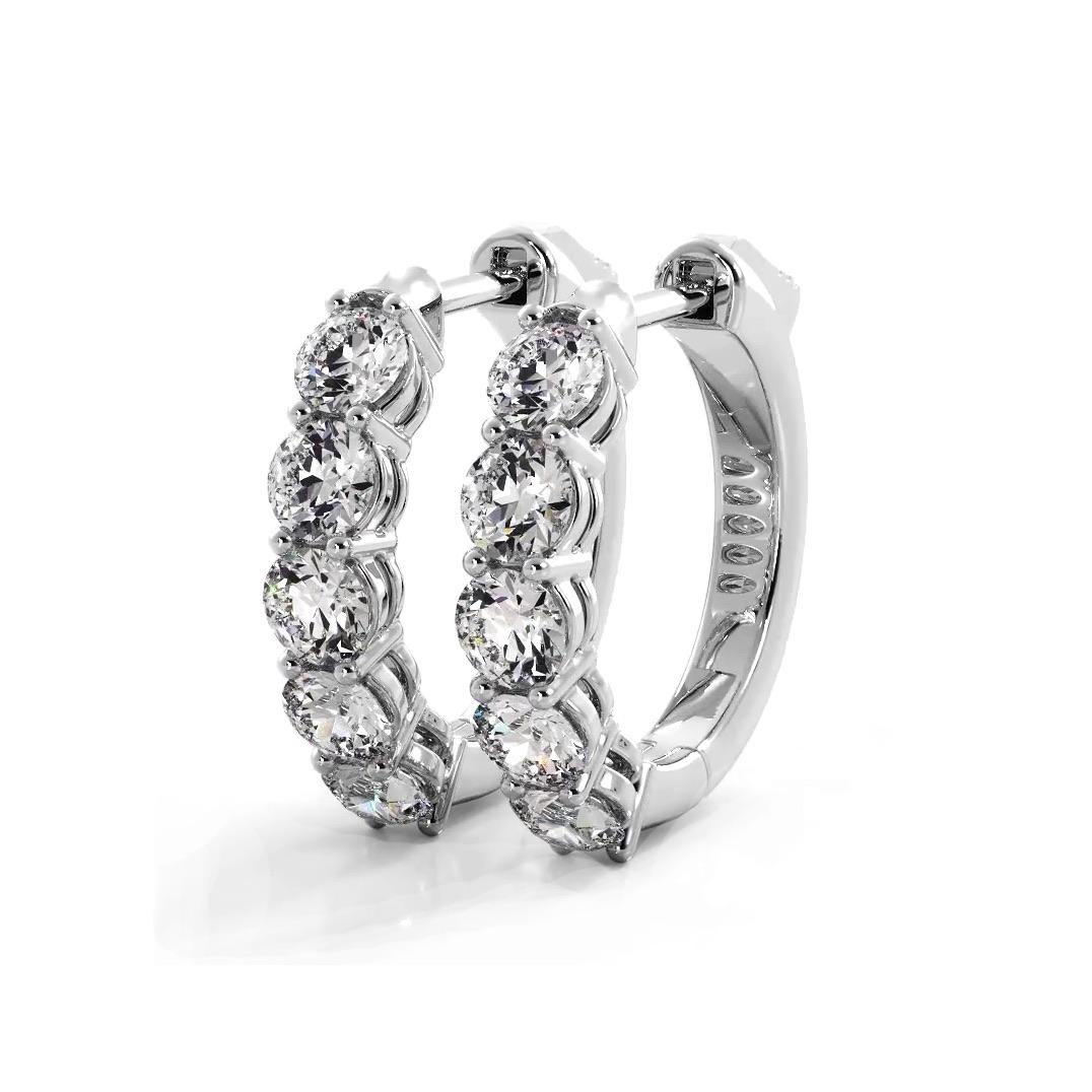 Classic 1.0 ctw. Five Stone Diamond Hoop Earrings