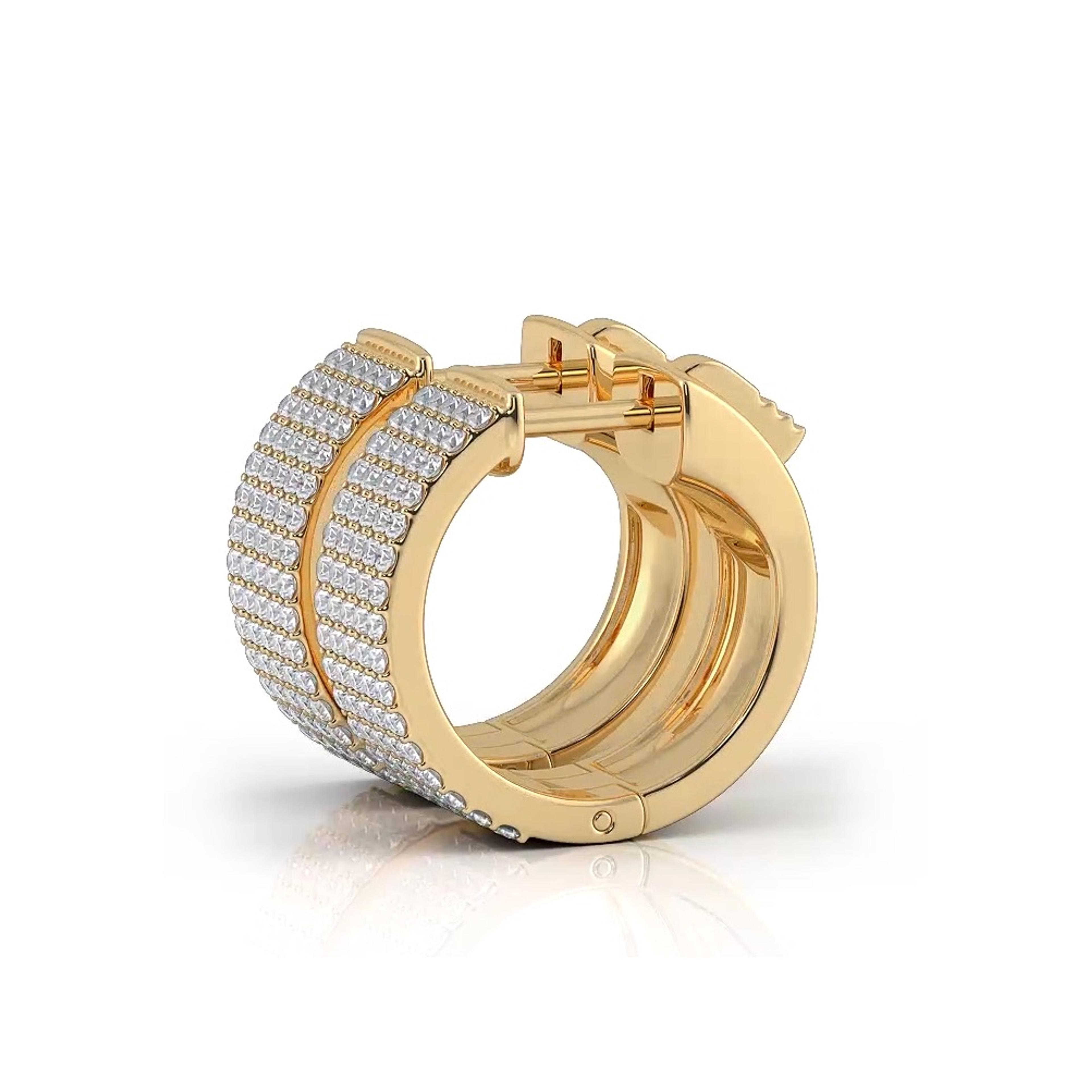Five Row 1.0 ctw. Round Brilliant Diamond Hoop Earrings Huggie Style