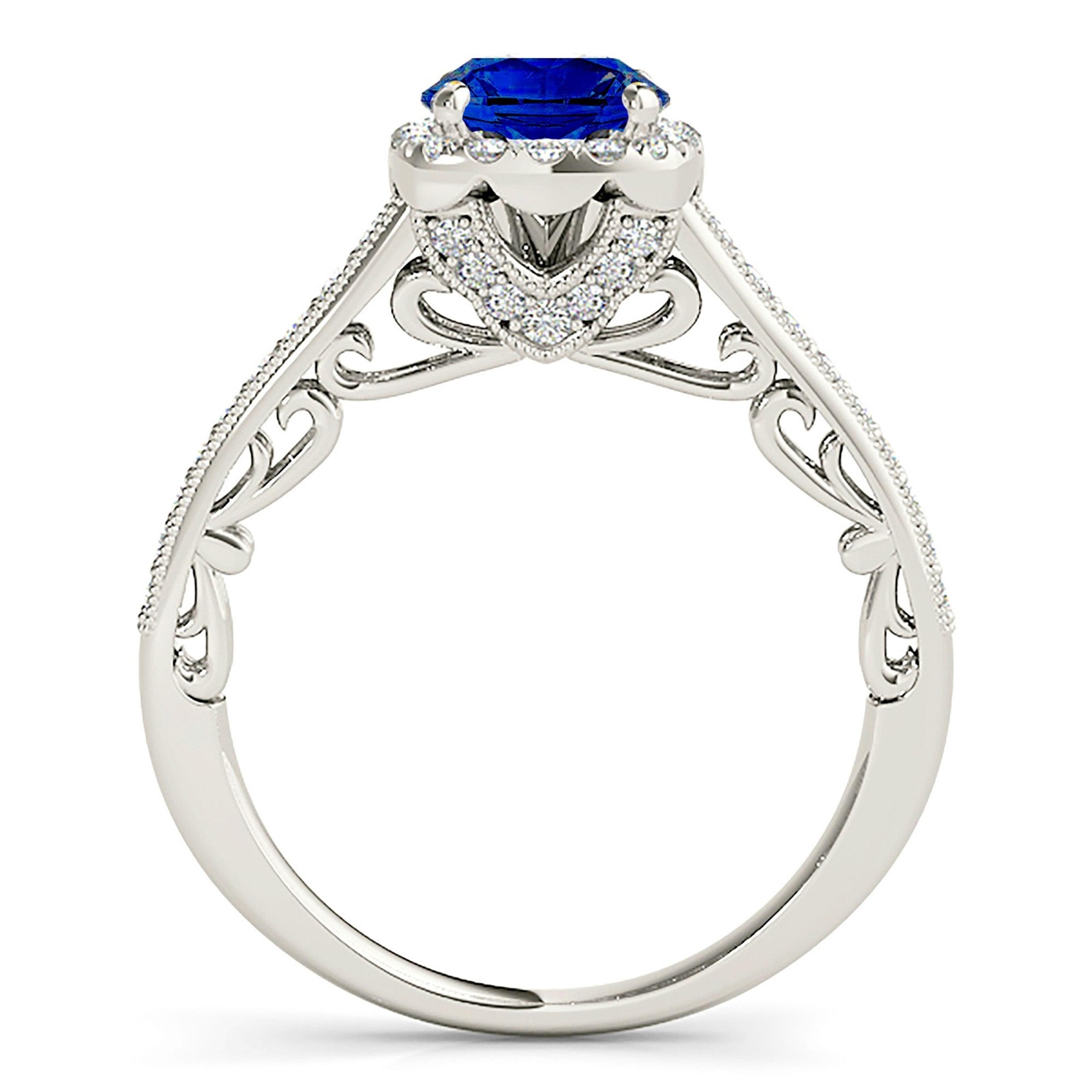1.80 ct. Genuine Blue Round Sapphire Ring