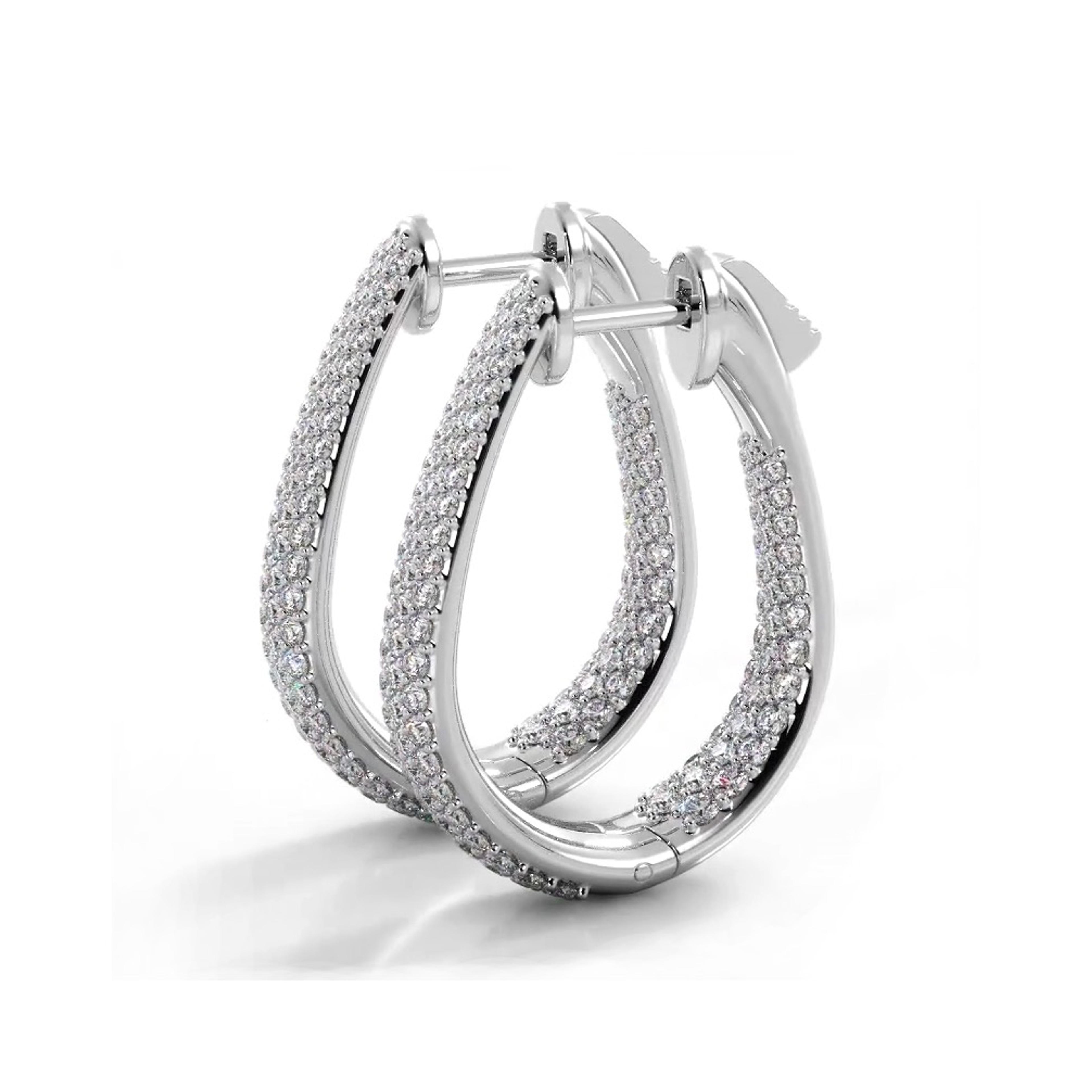 1.50 ctw. Inside Out Dome Pave Diamond Hoop Earrings