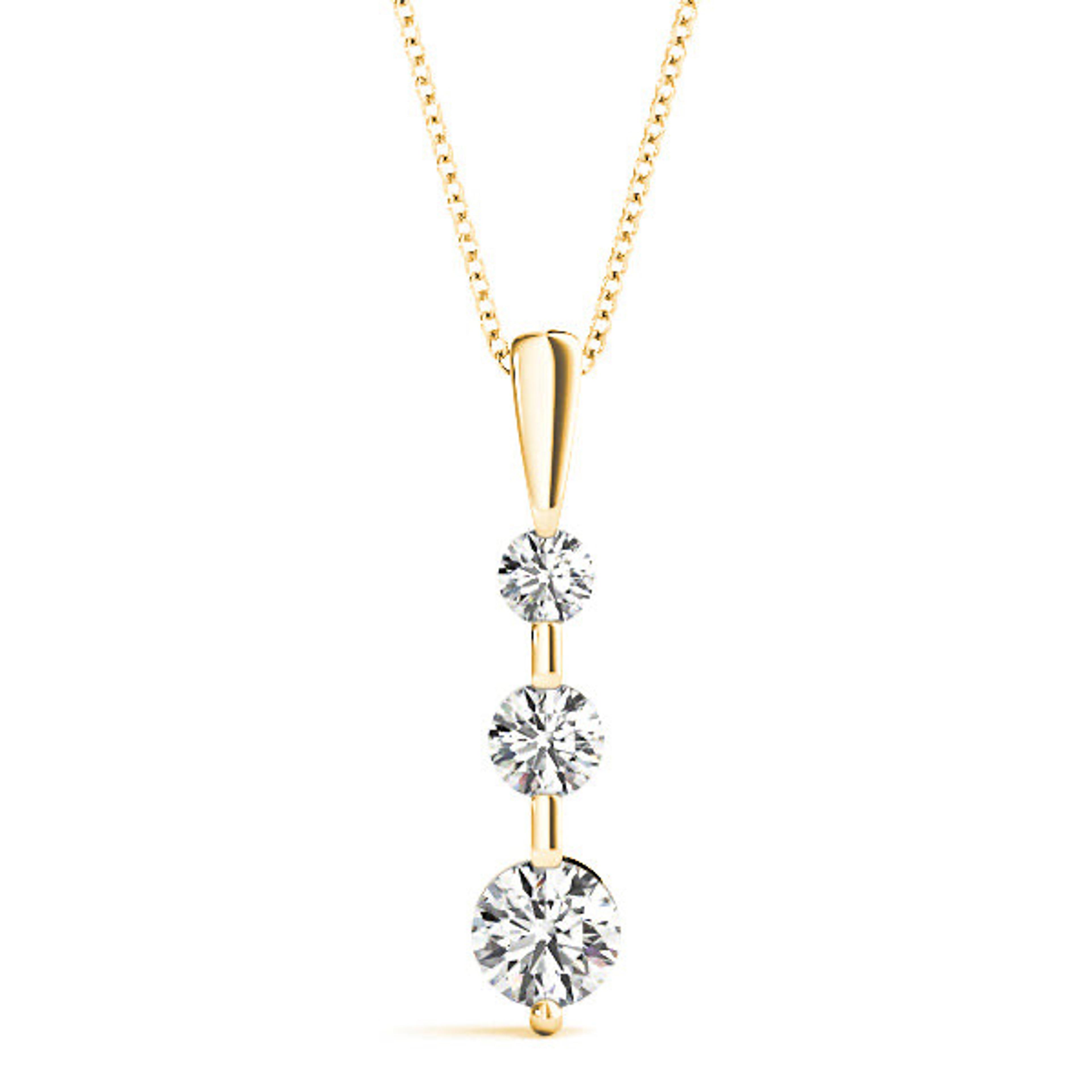 Bar Set 0.50 ctw Graduated Diamond Three Stone Necklace Pendant-VIRABYANI