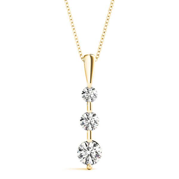 Bar Set 0.50 ctw Graduated Diamond Three Stone Necklace Pendant-VIRABYANI