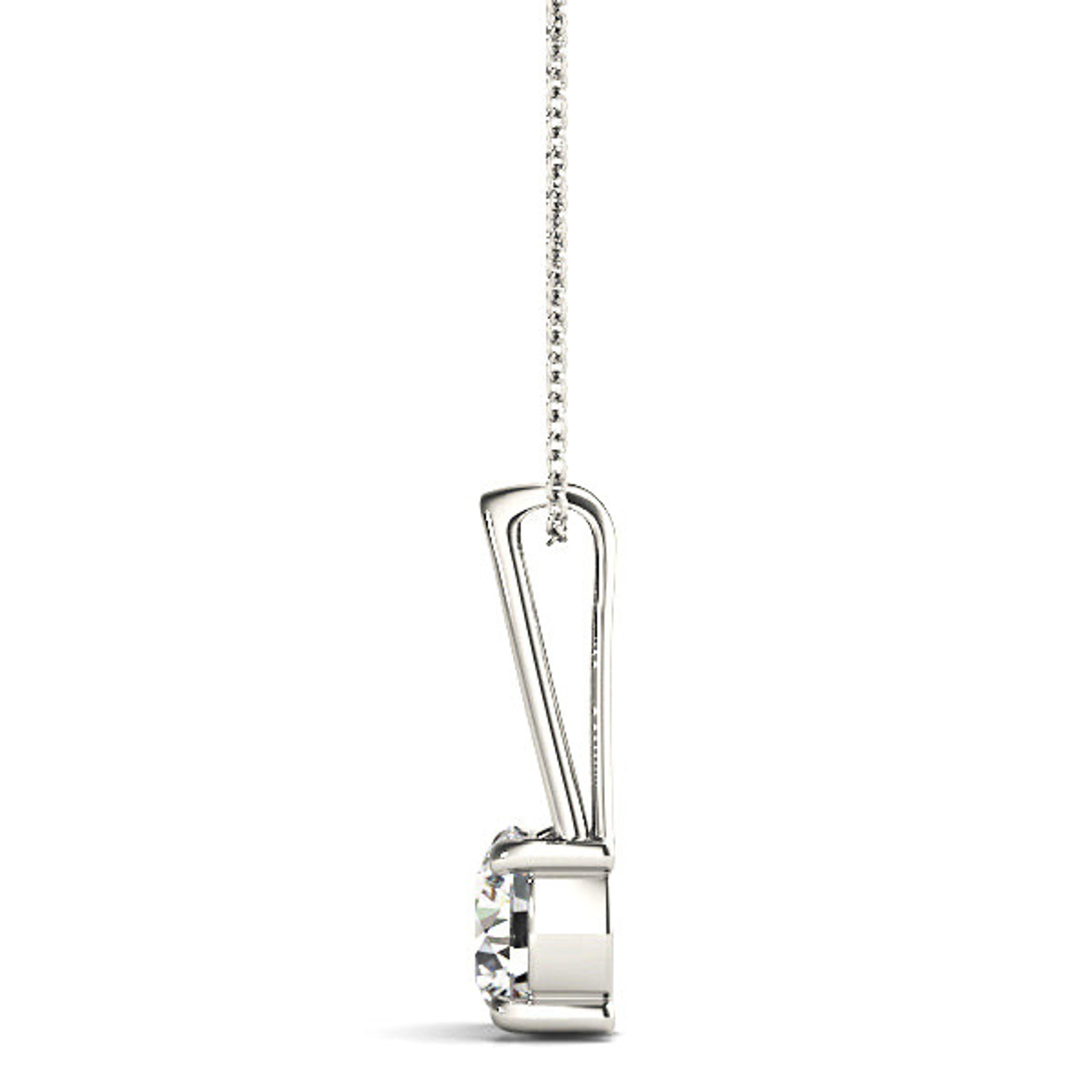 Four Prong Round Diamond Solitaire Necklace Pendant-VIRABYANI