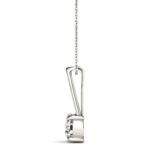 Four Prong Round Diamond Solitaire Necklace Pendant-VIRABYANI