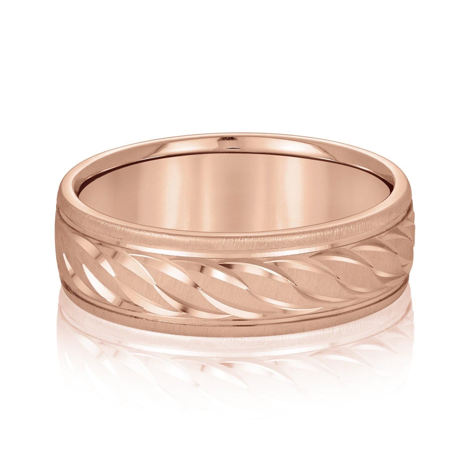 Rope Textured and Engraved Men's Wedding Band