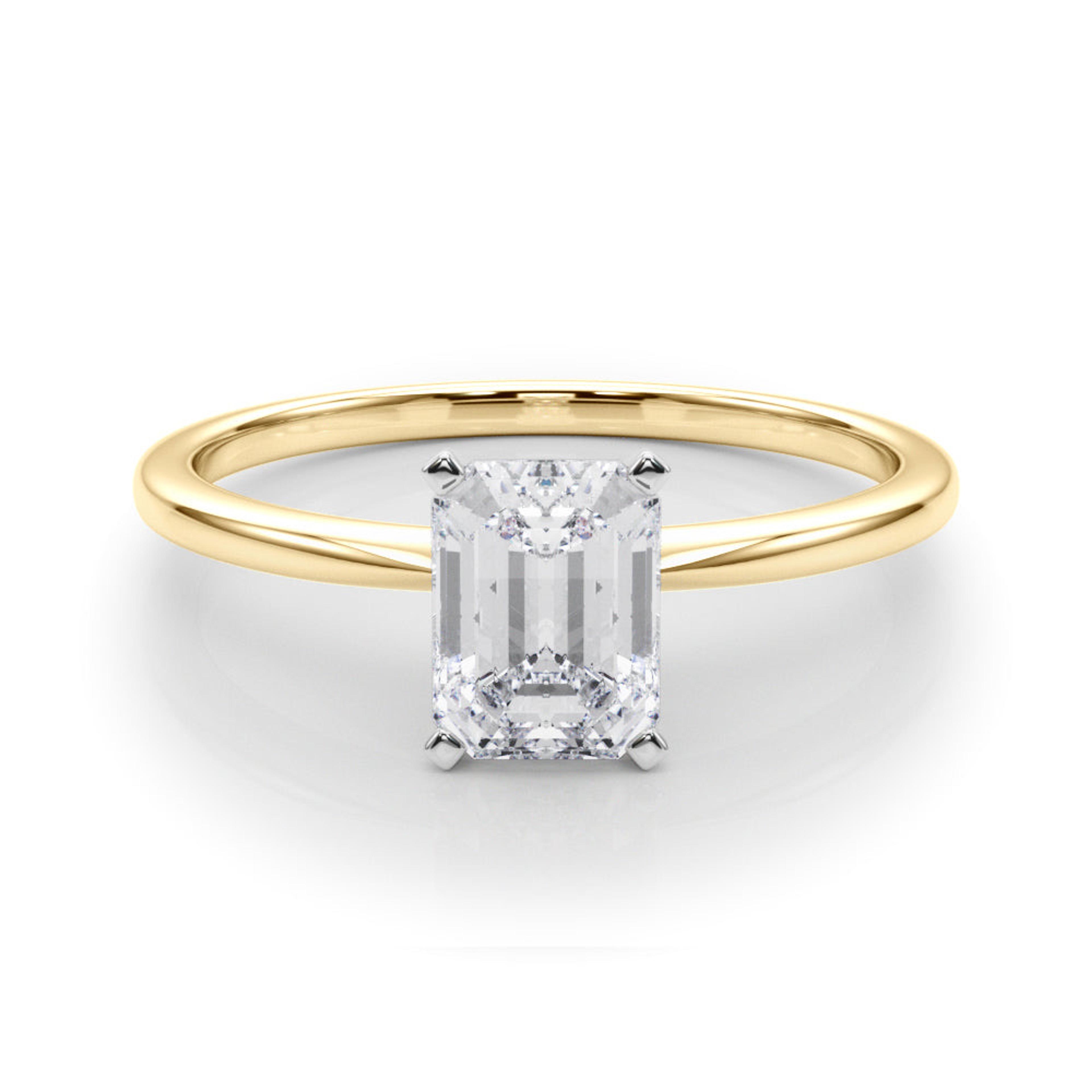 Angelica Emerald Diamond Solitaire Engagement Ring