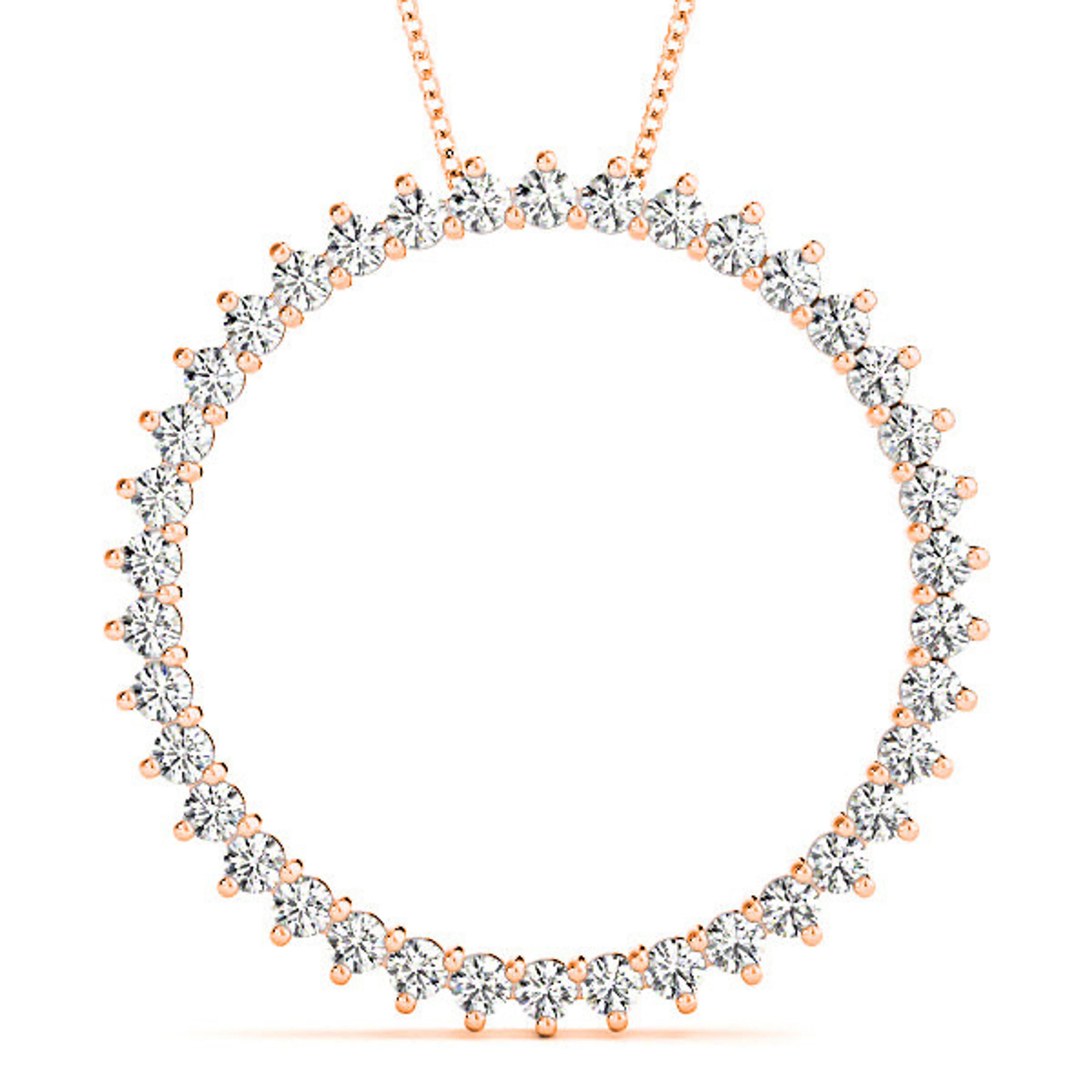 0.75 ctw Diamond Three Prong Circle Necklace Pendant-VIRABYANI