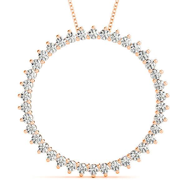 0.75 ctw Diamond Three Prong Circle Necklace Pendant-VIRABYANI