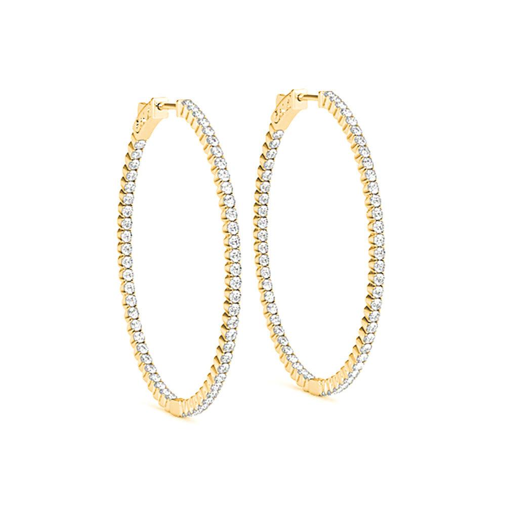 2.25 ctw Diamond Hoop Earrings Oval Inside-Out