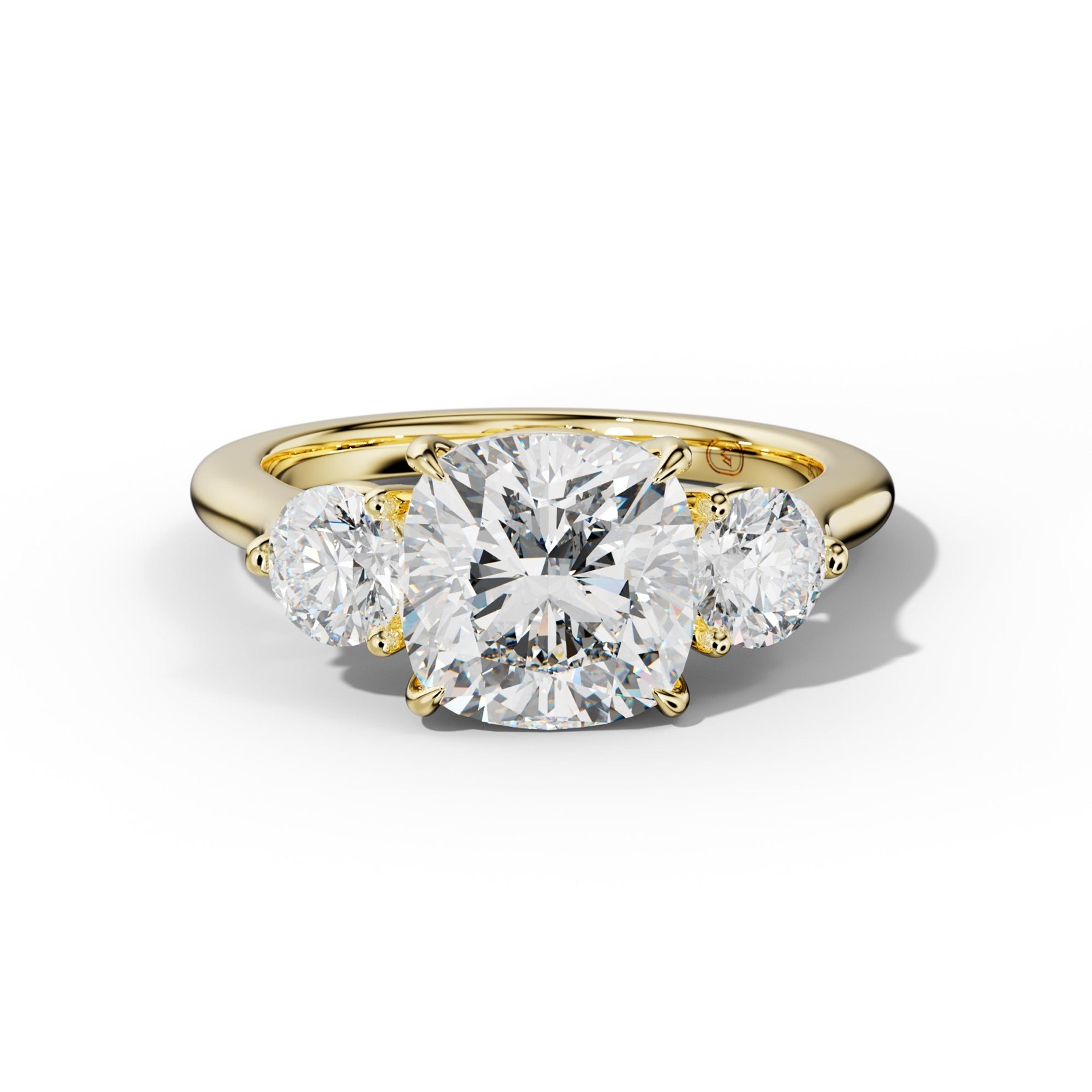 Elsa Cushion Diamond Round Side Diamond Engagement Ring
