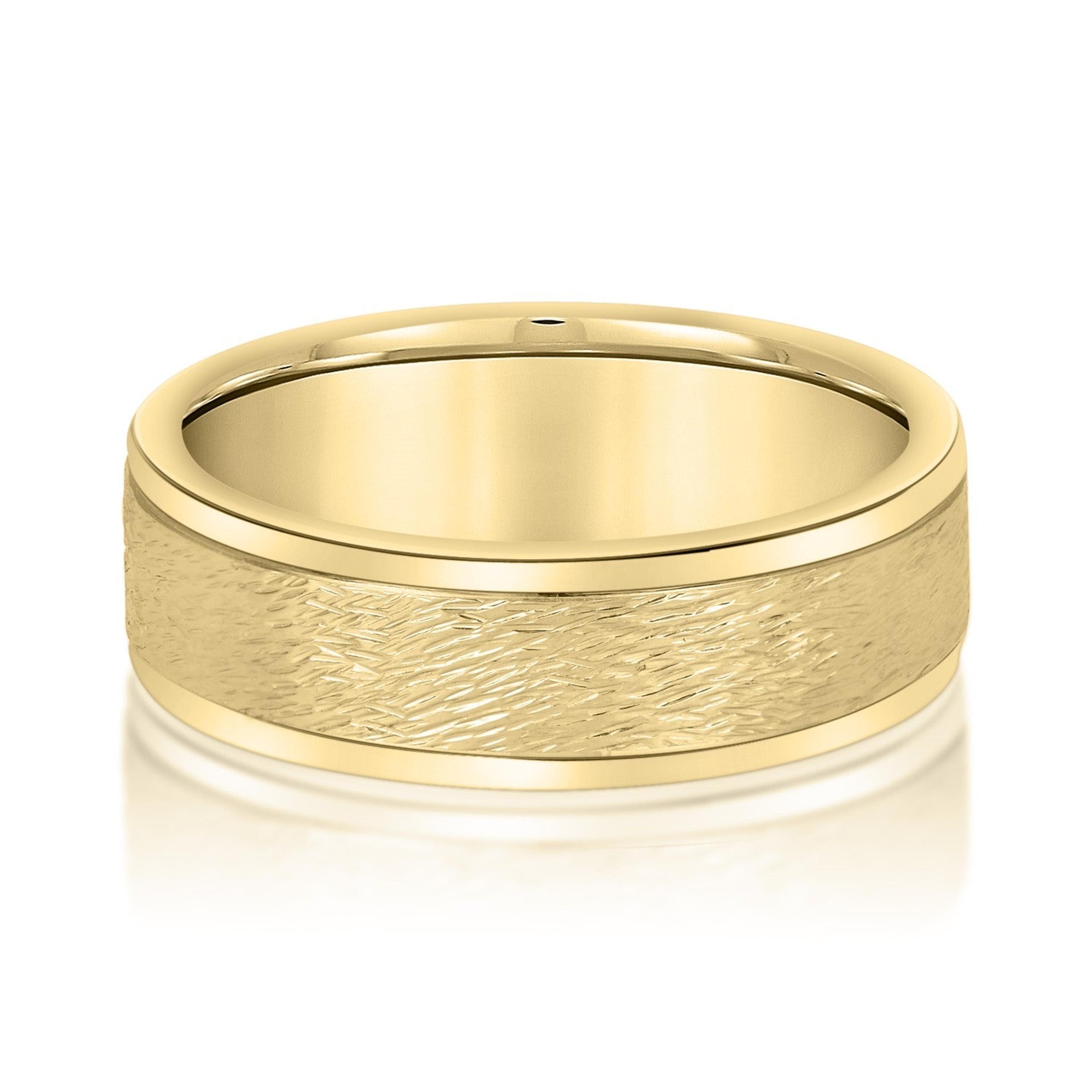 Men's Coarse Matte Brushed Finish Modern Wedding Band