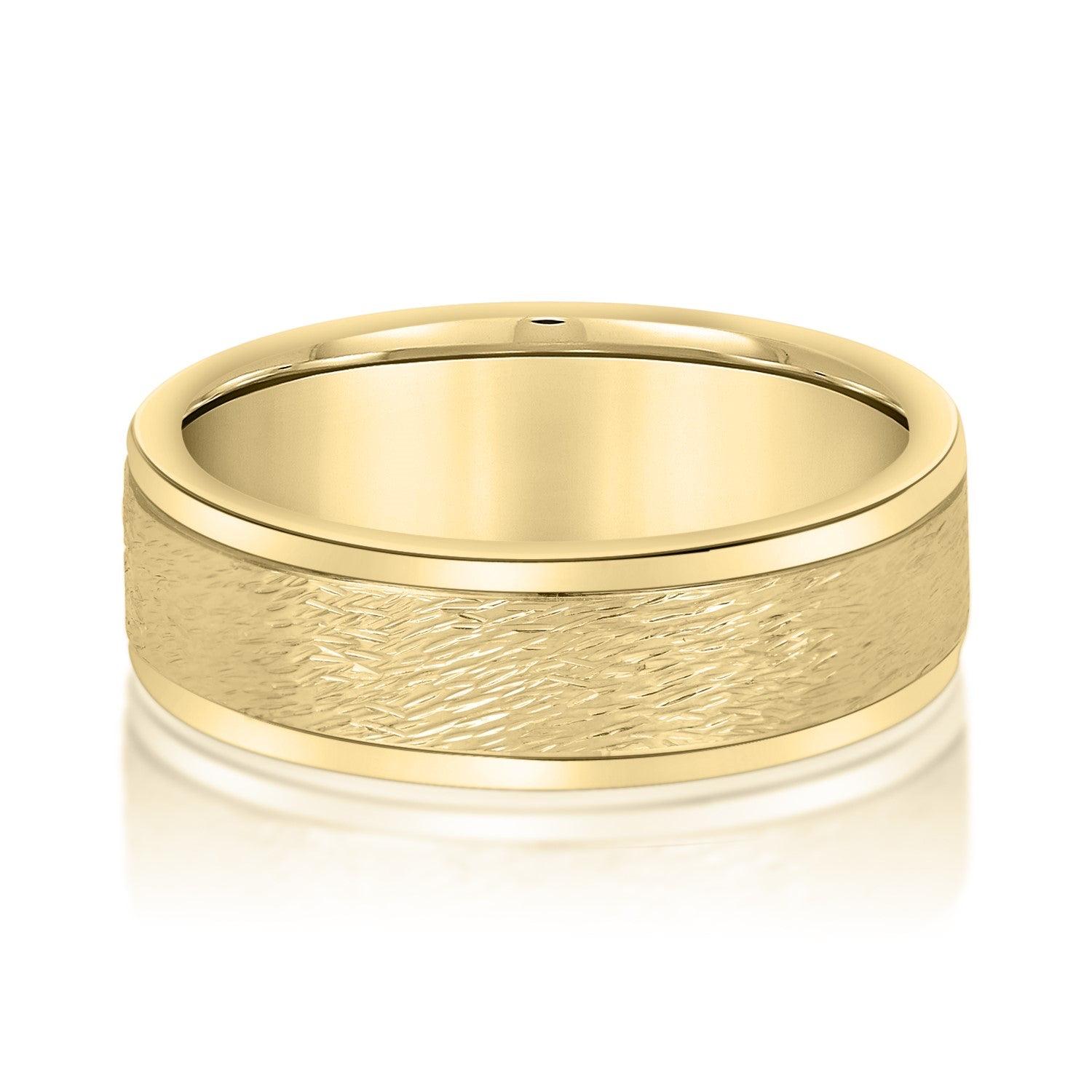 Men's Coarse Matte Brushed Finish Modern Wedding Band