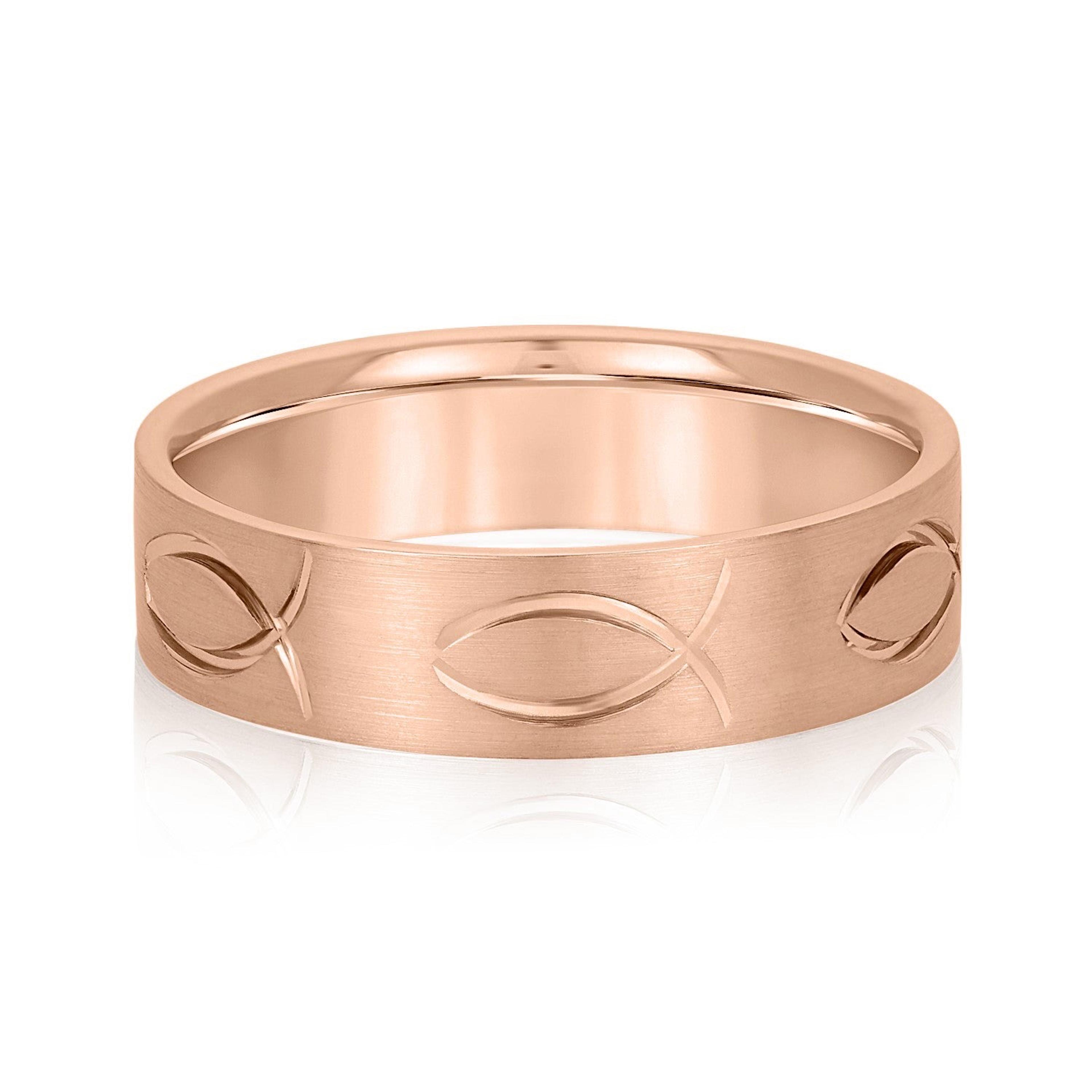 Ichthus Jesus Fish Inspired Men's Wedding Band