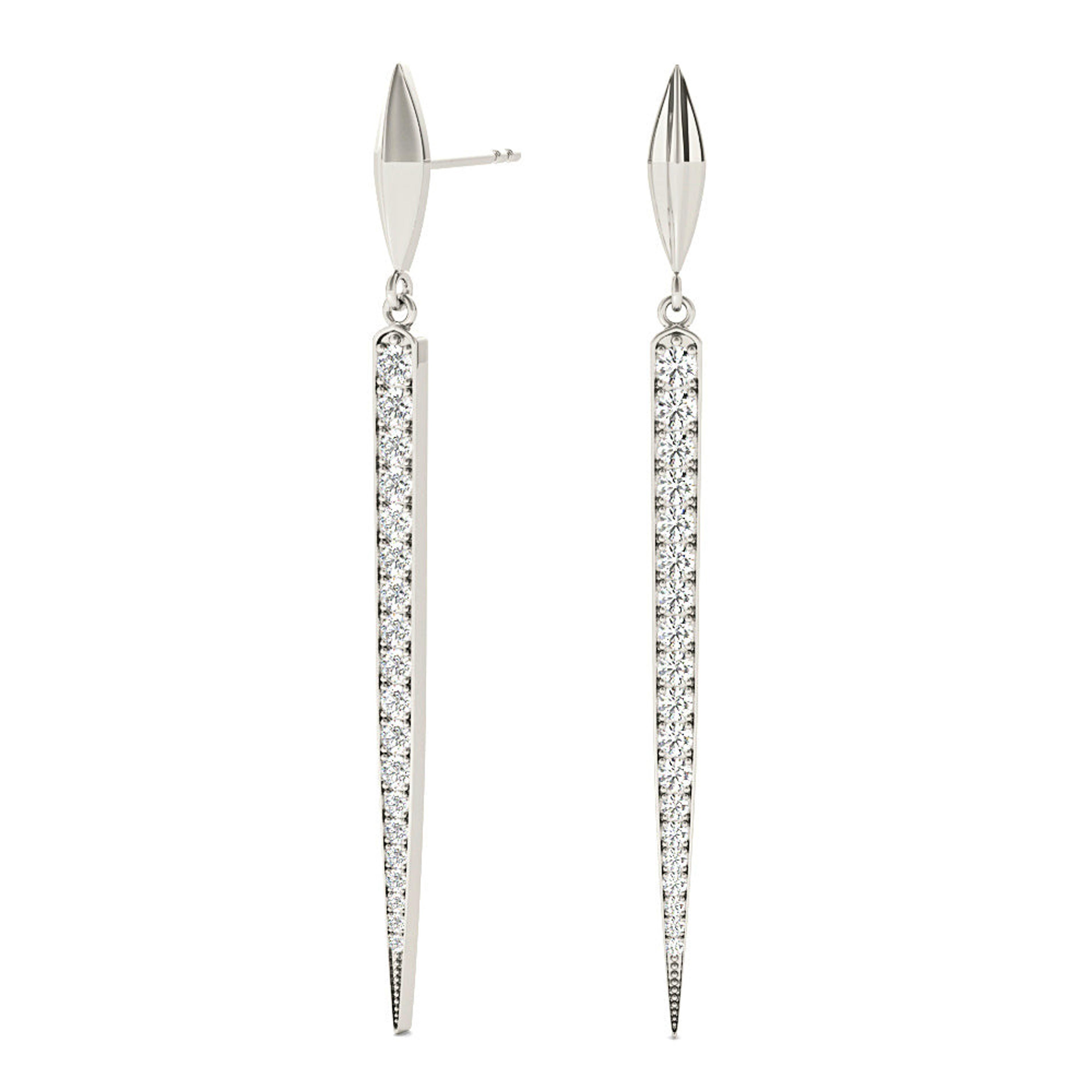 1.25 ctw Diamond Linear Drop Earrings-VIRABYANI