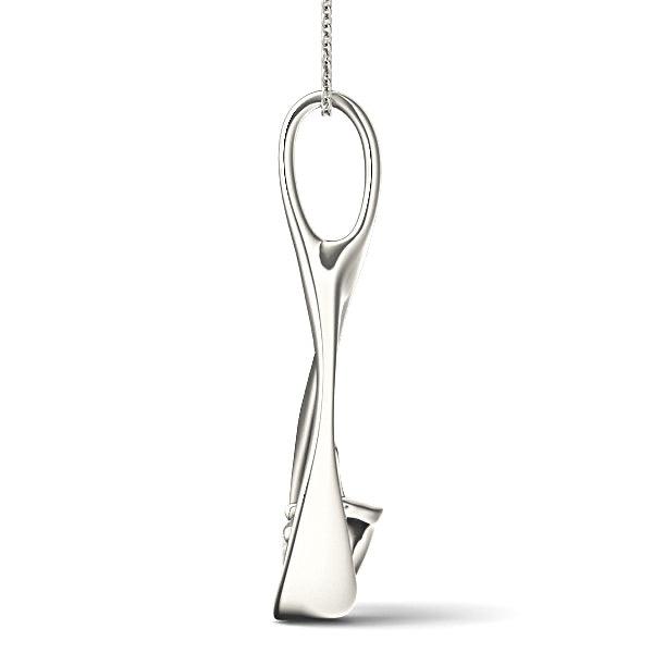 Delicate Ribbon Round Diamond Solitaire Necklace Pendant-VIRABYANI